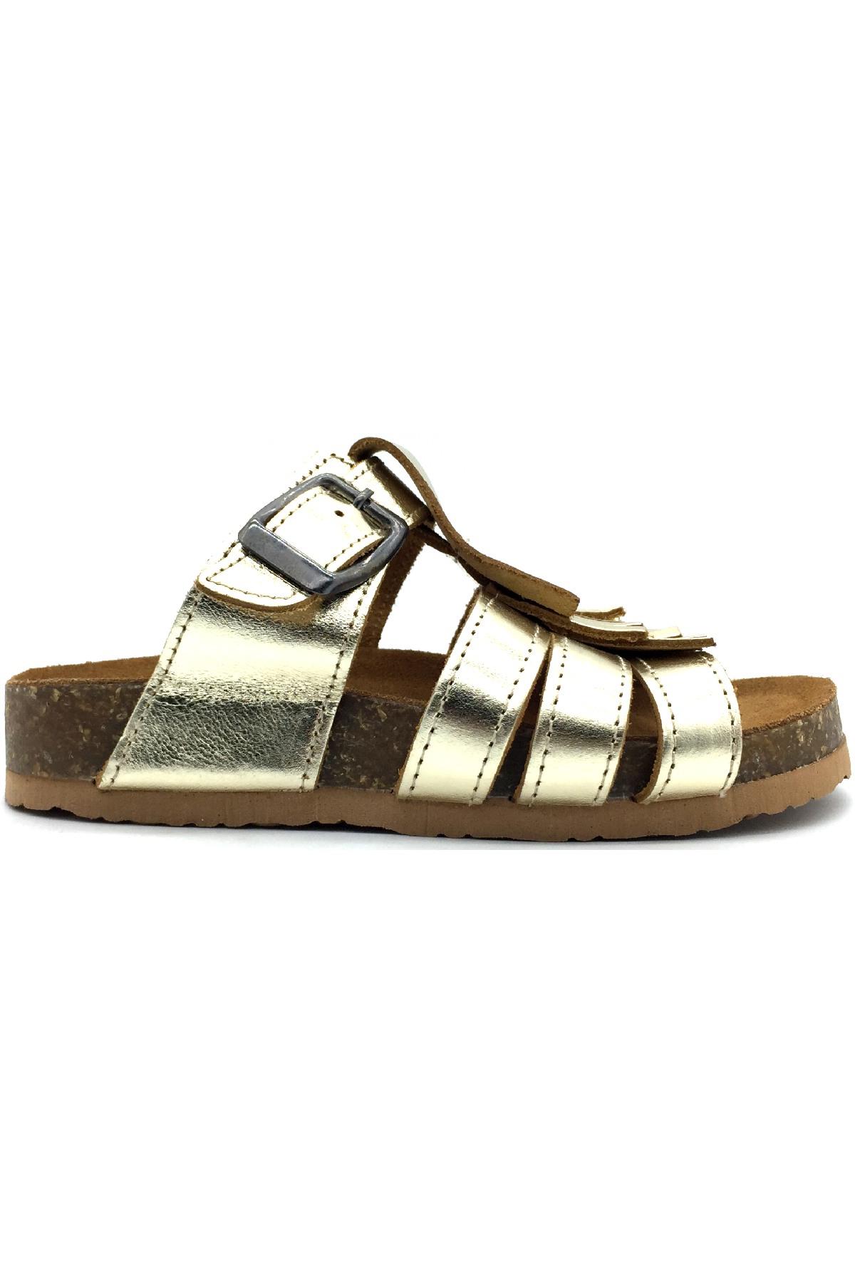 Mantar Taban Püsküllü Deri Terlik Dore