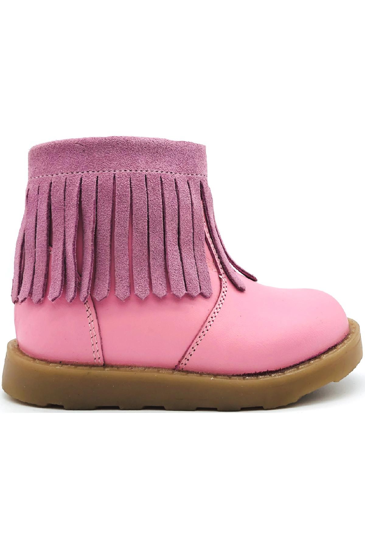 Püsküllü Deri Bot Pembe