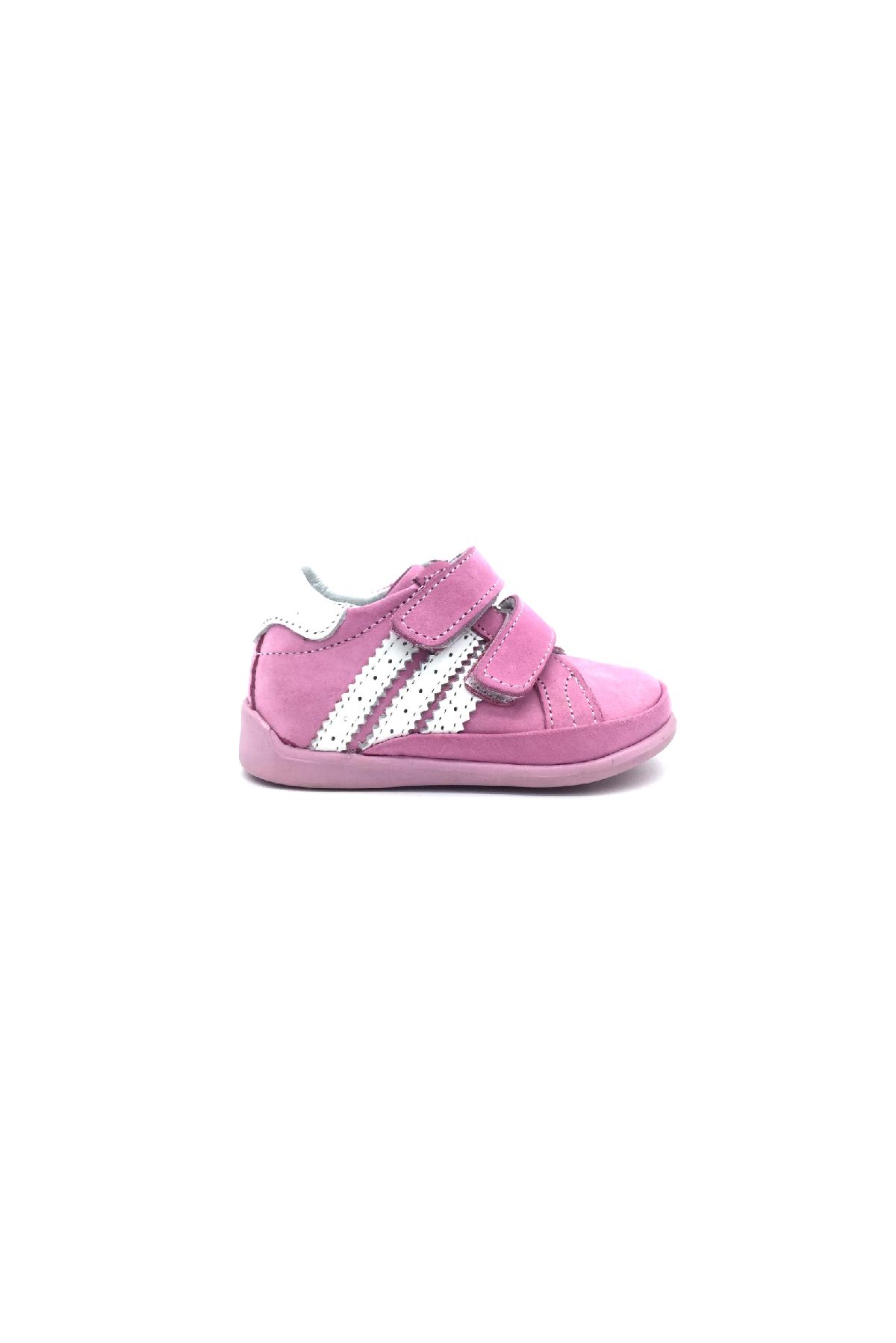 Üç Bantlı Kız Bebek İlk Adım Spor Ayakkabısı Pembe-Beyaz