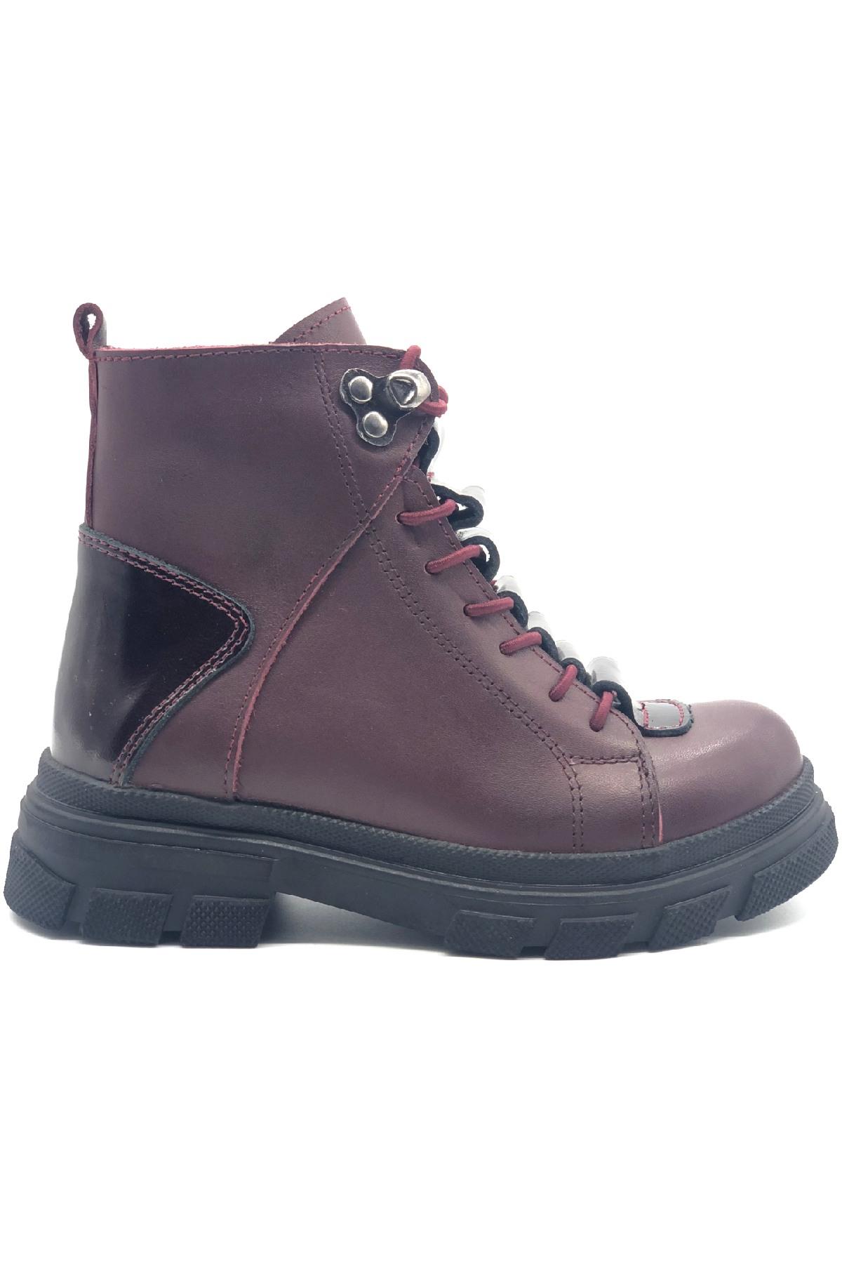 Yandan Fermuarlı Bot Bordo