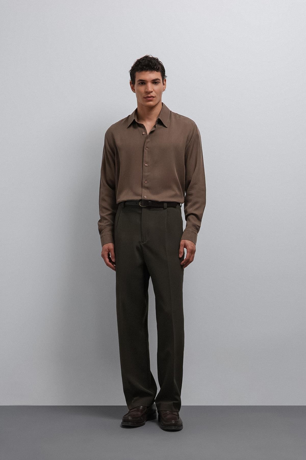 Antioch Açık Kahve Teknik Regular Fit Erkek Gömlek