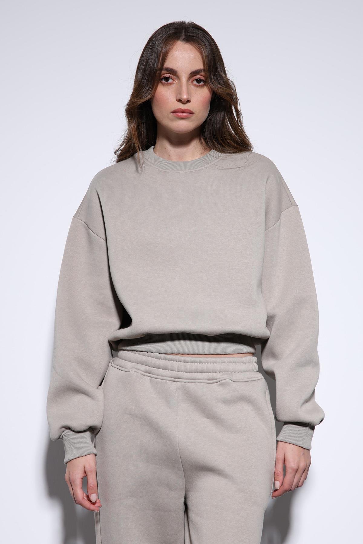 Antioch Açık Vizon Basic Kadın Sweatshirt