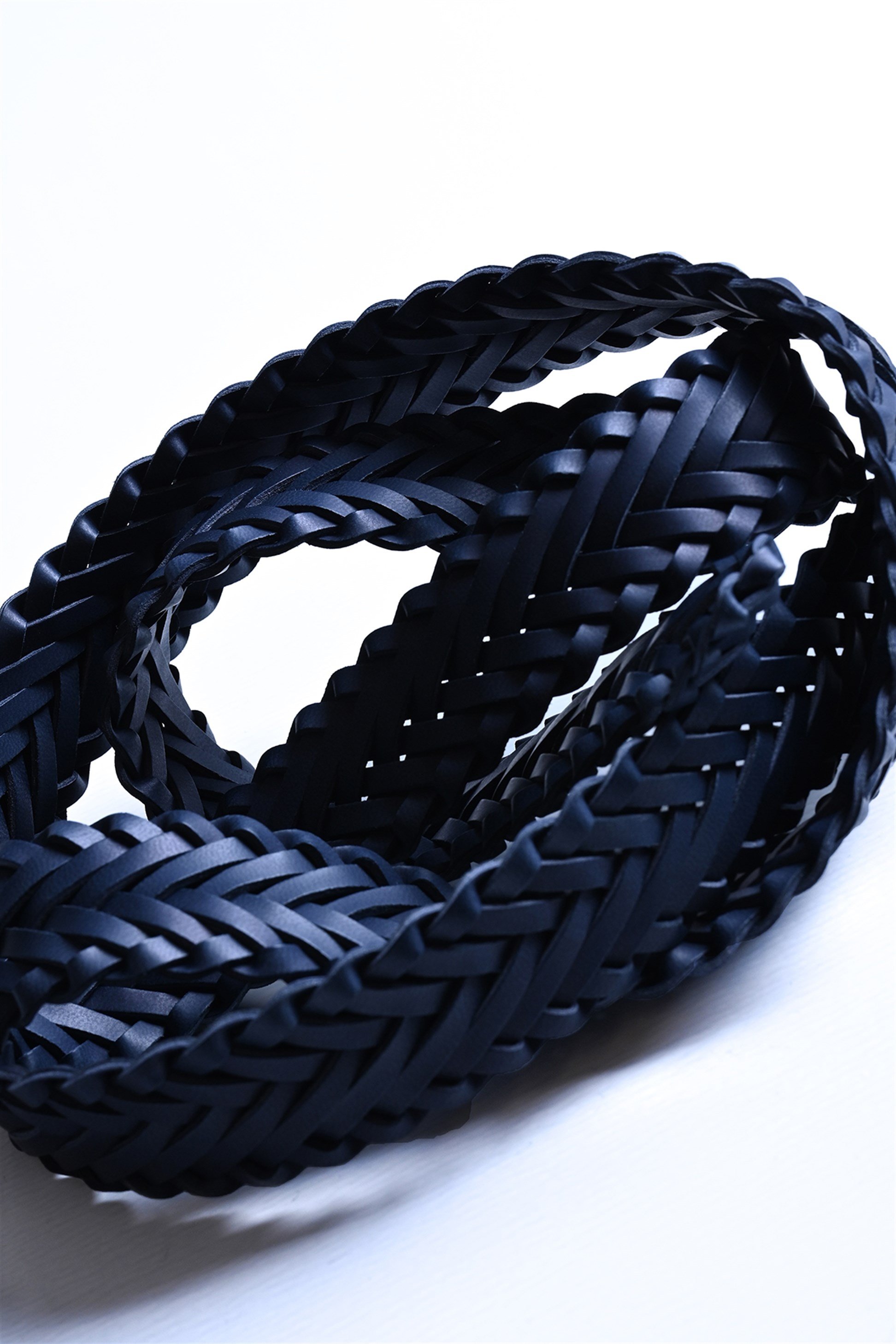 Antioch Lacivert Suni Deri Örme Erkek Kemer