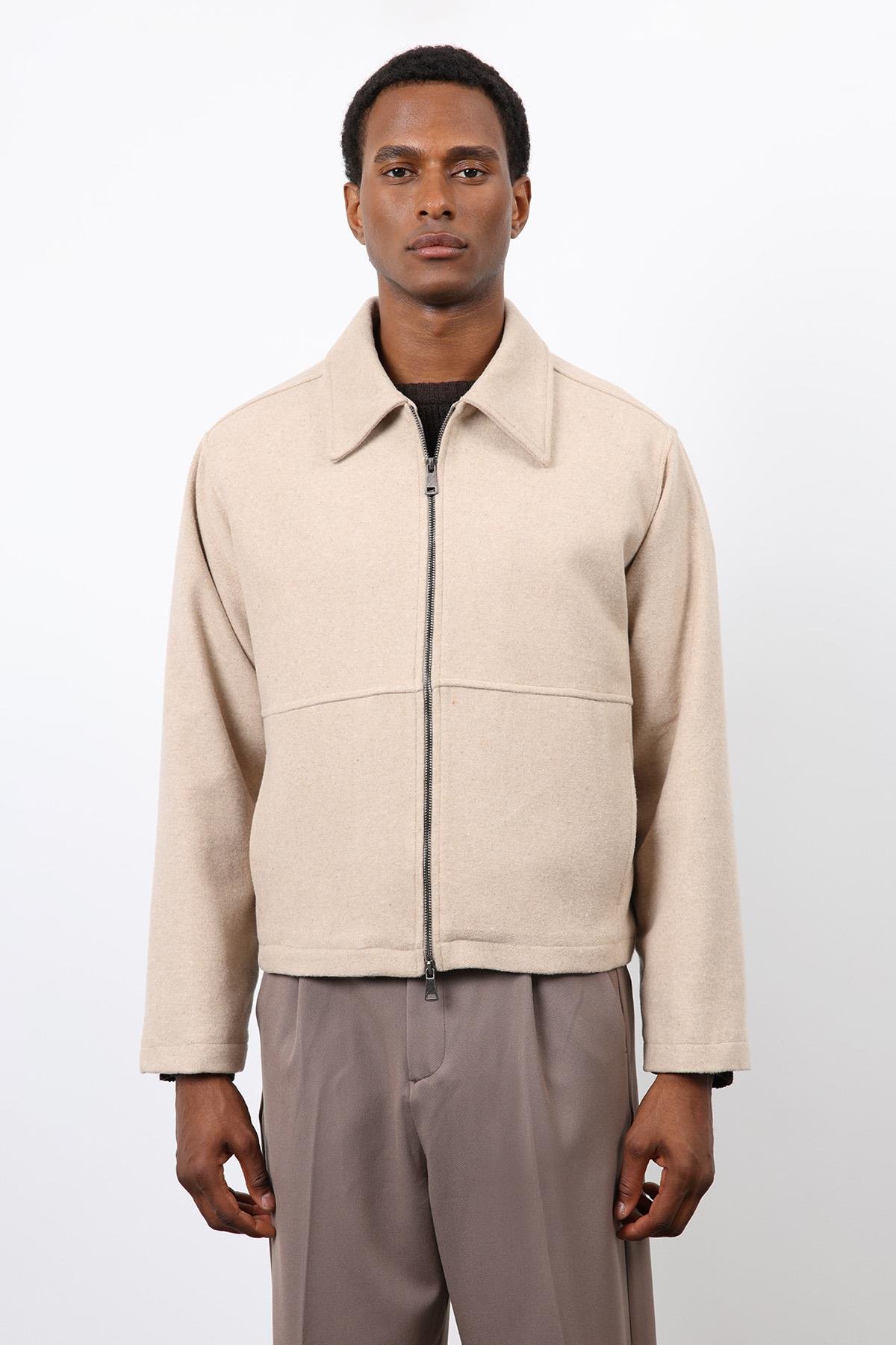 Antioch Bej Regular Fit Dokulu Erkek Mont