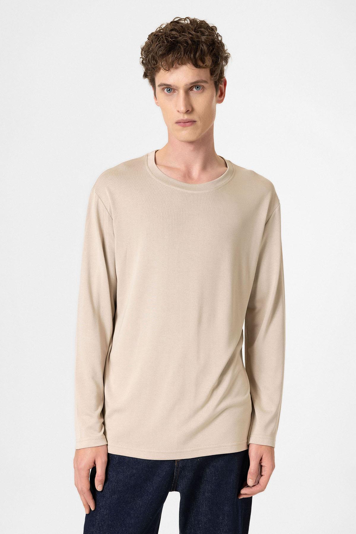 Antioch Bej Relaxed Fit Basic Erkek T-Shirt