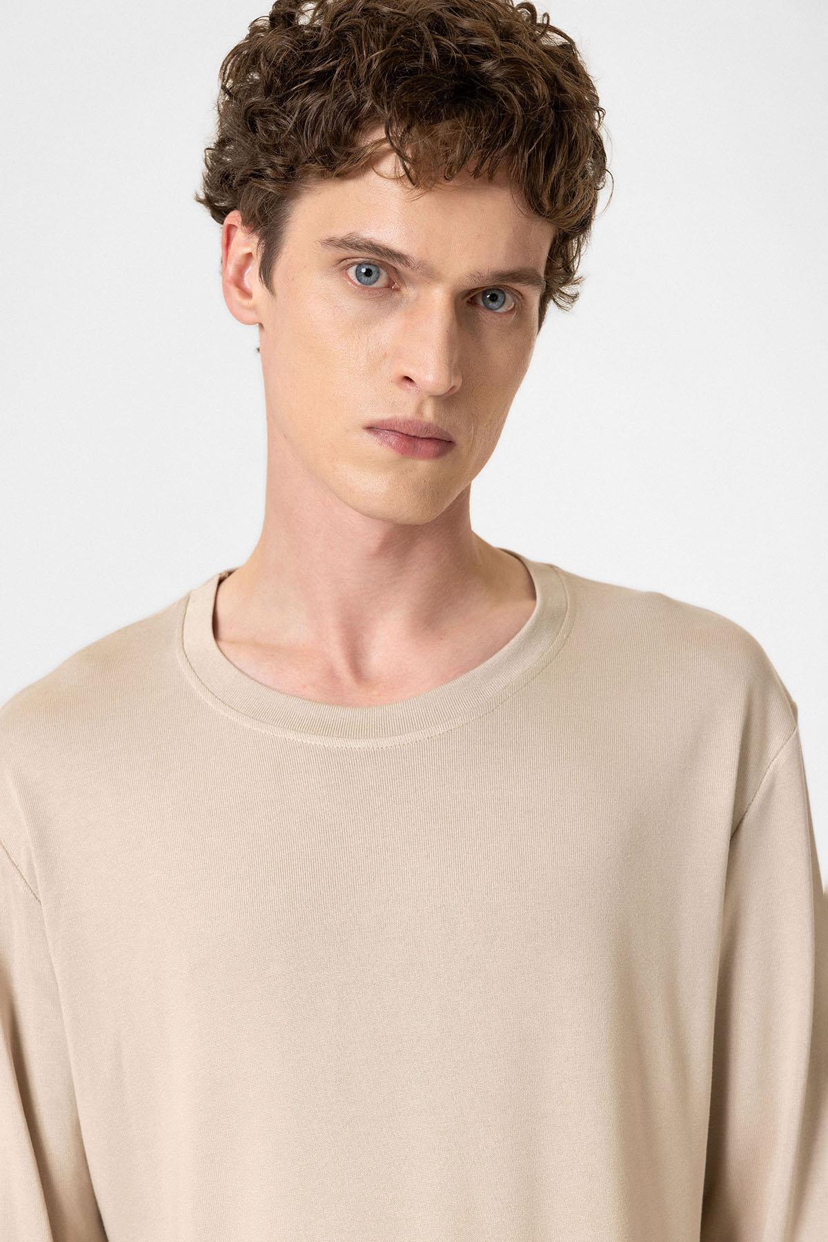 Antioch Bej Relaxed Fit Basic Erkek T-Shirt