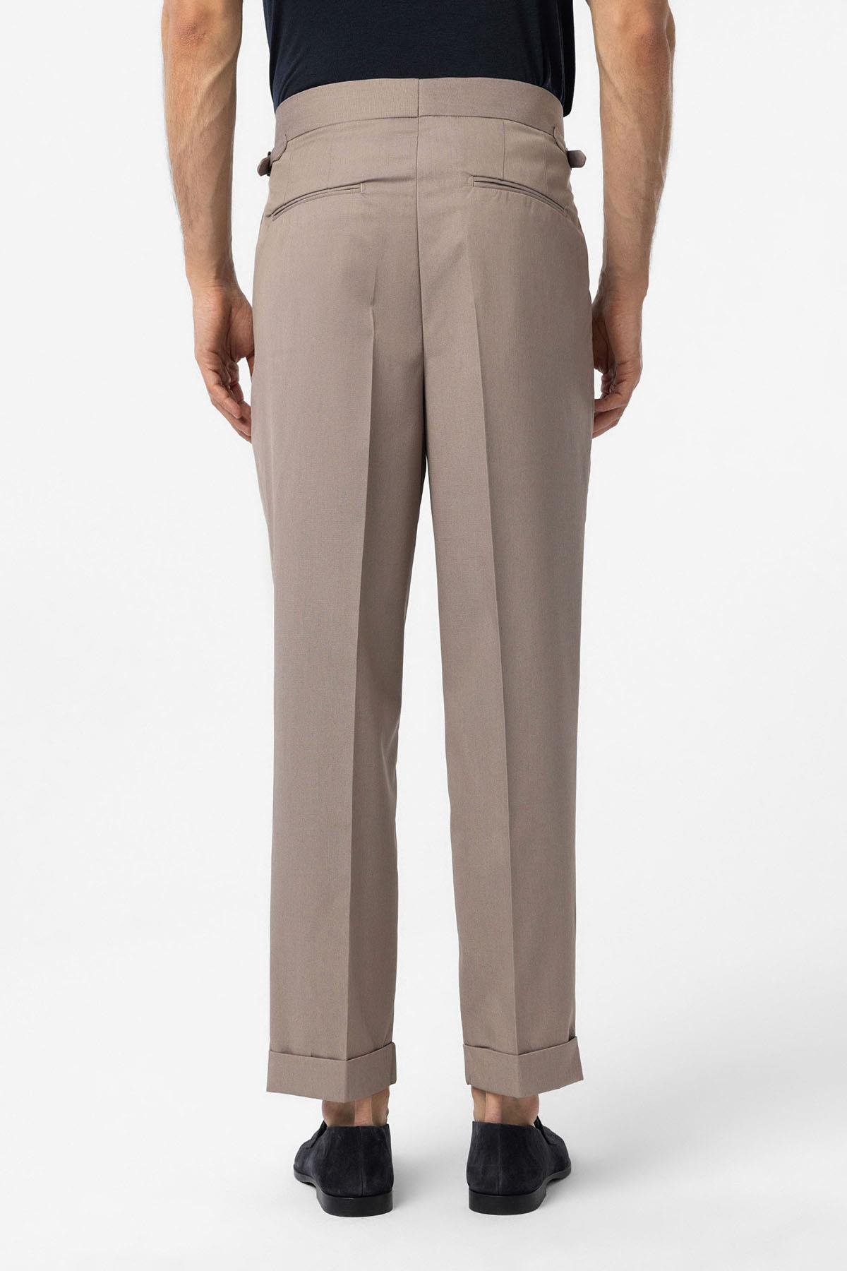 Antioch Bej Yüksek Bel İtalyan Kalıp Pileli Erkek Pantolon