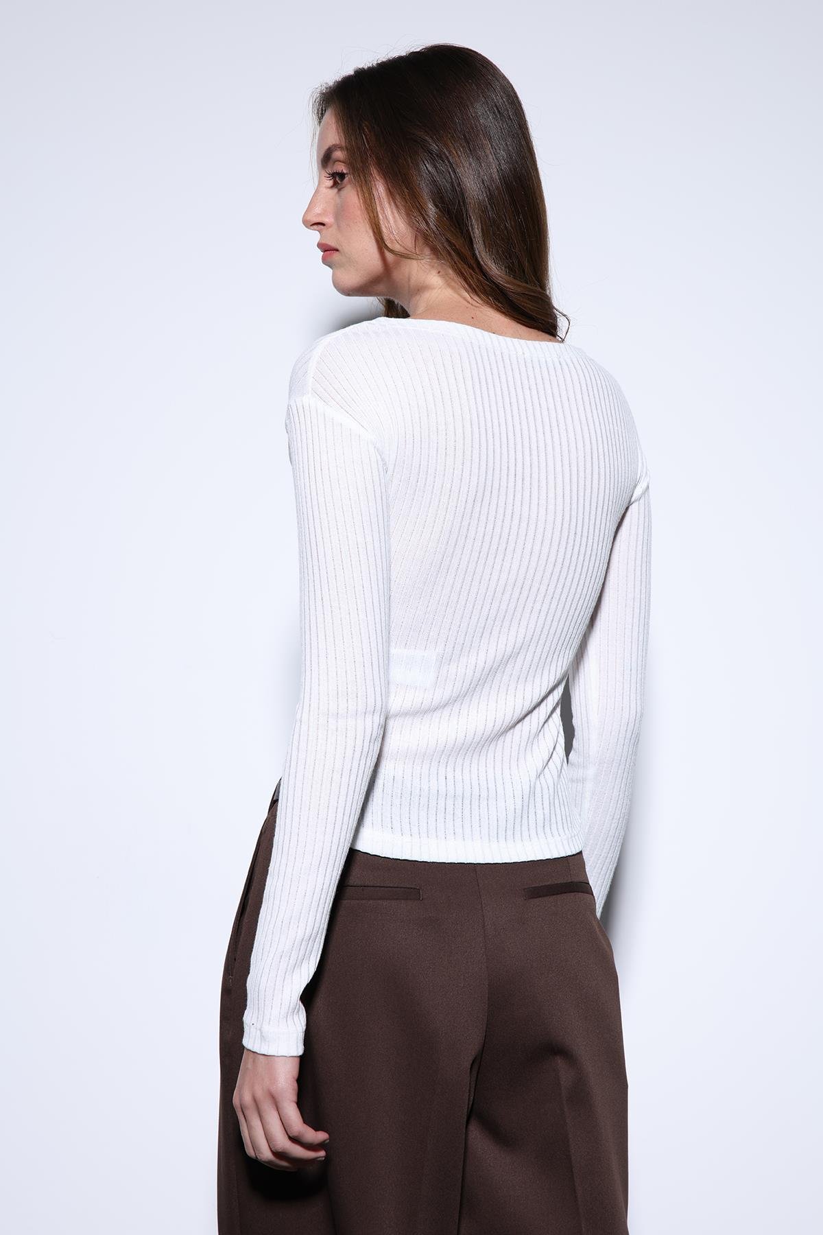 Antioch Beyaz Kruvaze Kadın Bluz