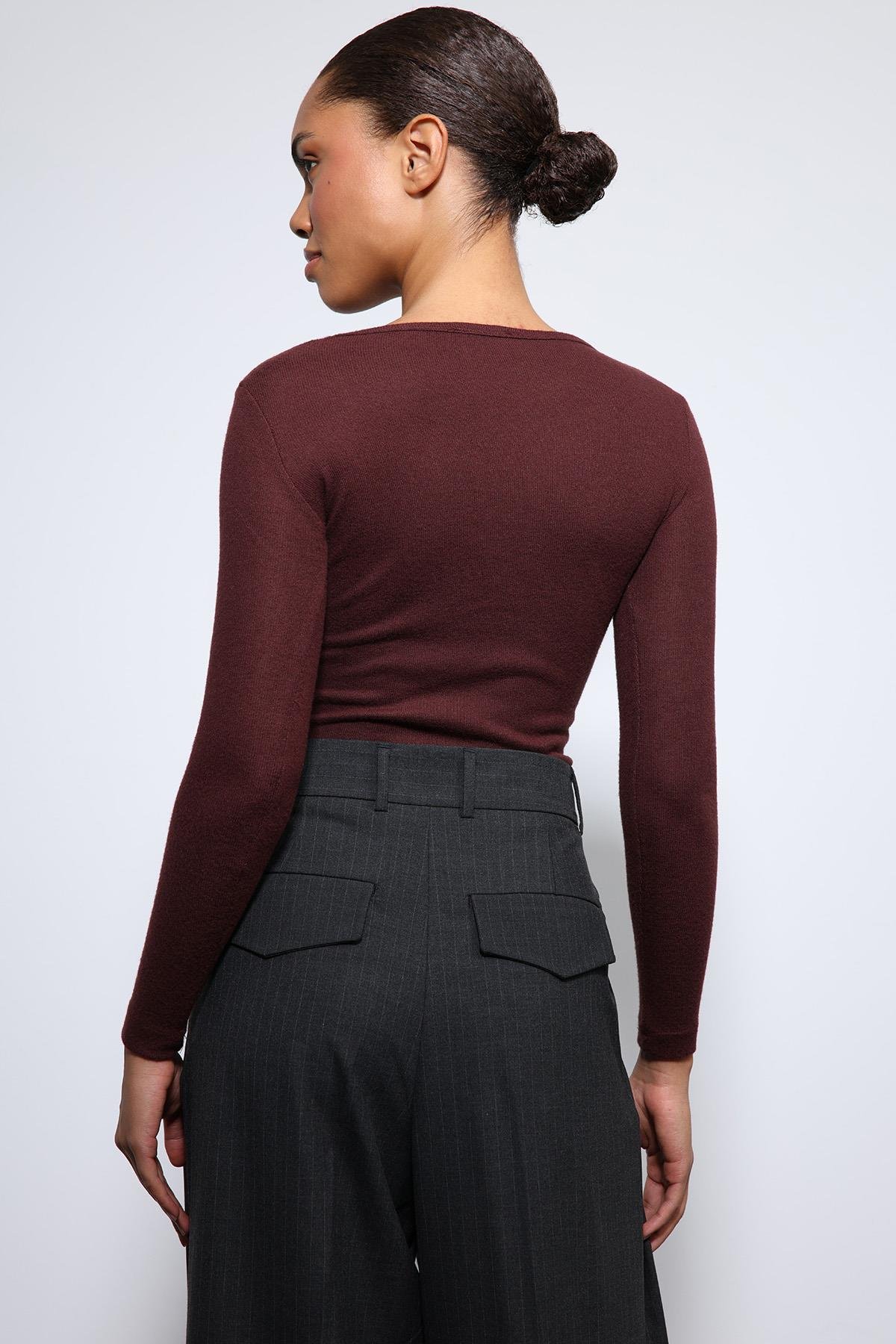 Antioch Bordo Basic Uzun Kollu T-Shirt