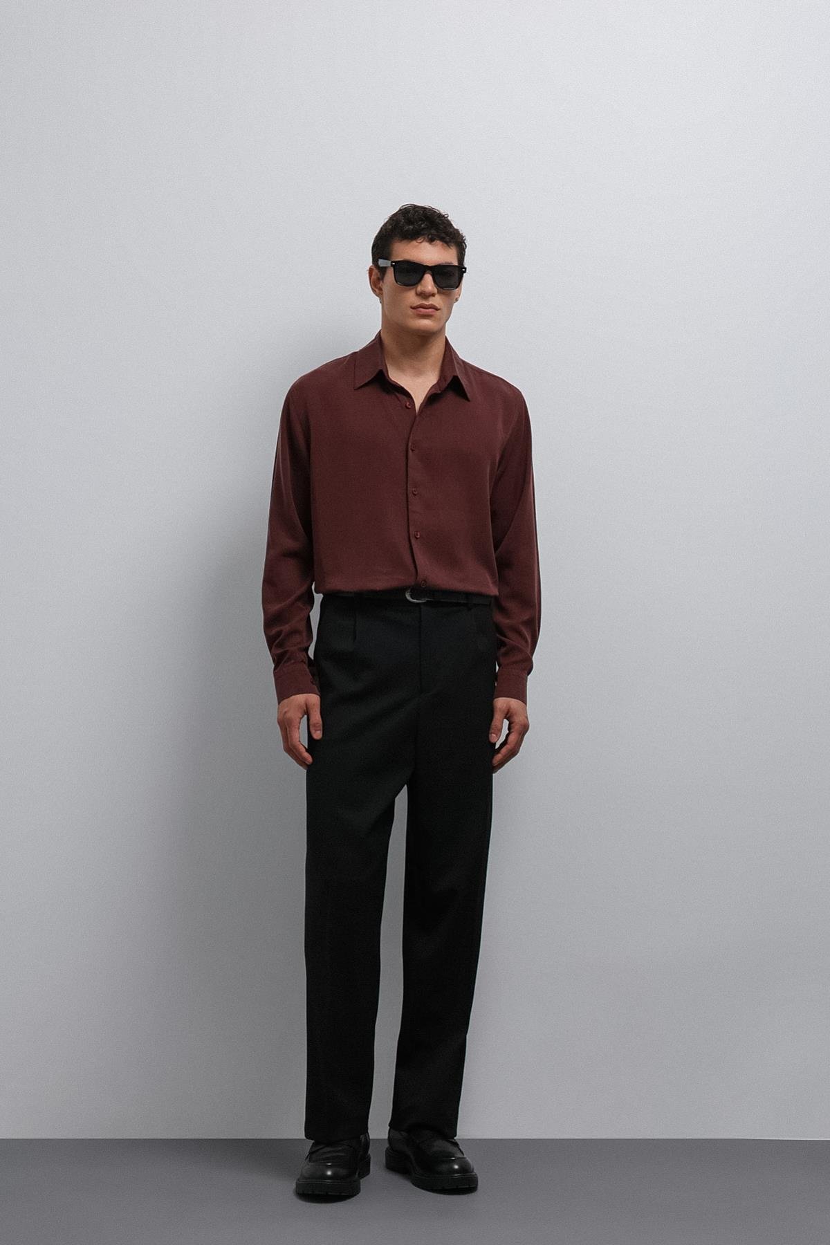 Antioch Bordo Teknik Regular Fit Erkek Gömlek