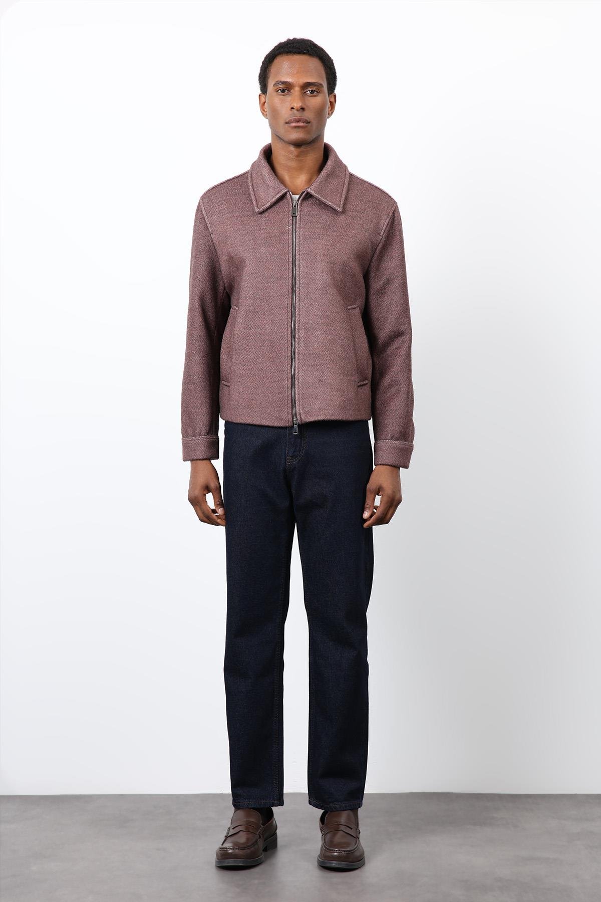 Antioch Bordo Yün Karışımlı Erkek Ceket