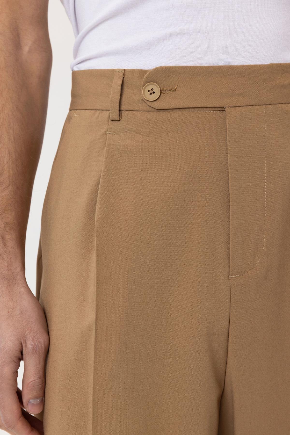 Antioch Camel Baggy Yüksek Bel Erkek Kumaş Pantolon