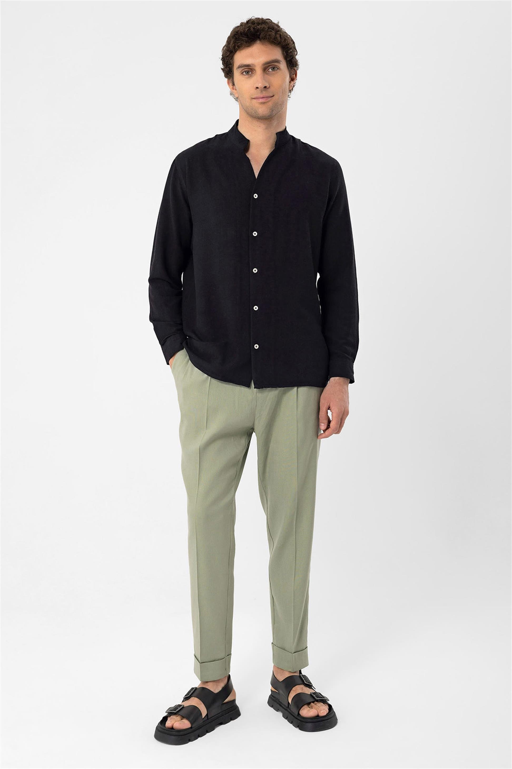 Judge Collar Long Sleeve Mens Shirt