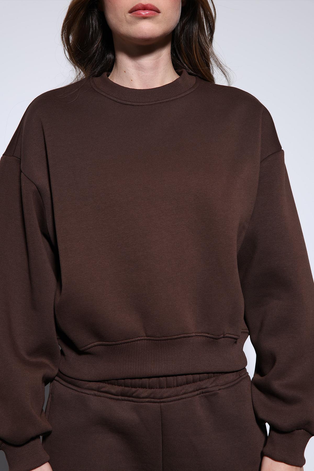 Antioch Kahve Basic Kadın Sweatshirt