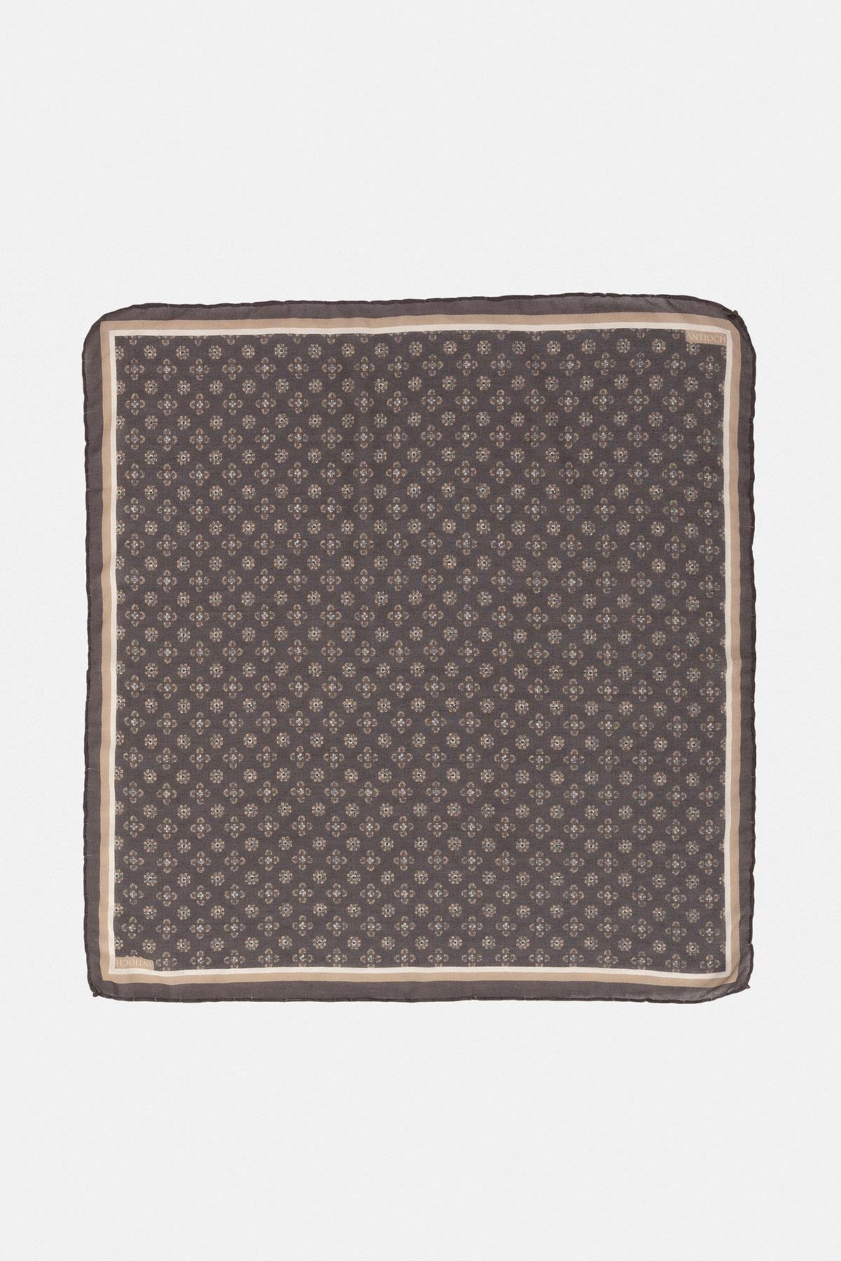 Antioch Kahve Çiçek Desenli Fular