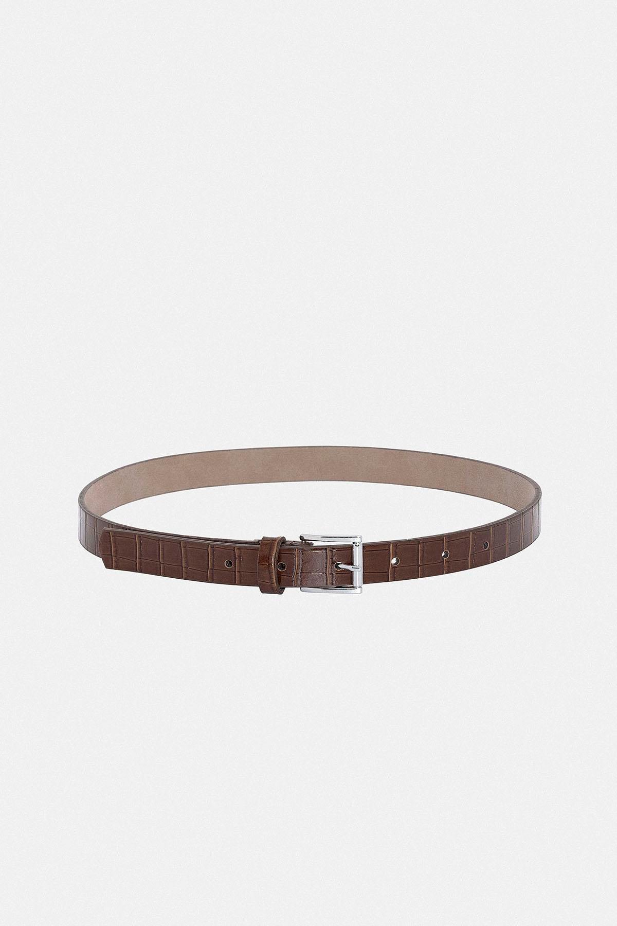 Antioch Kahve Timsah Derisi Görünüm Kadın Kemer