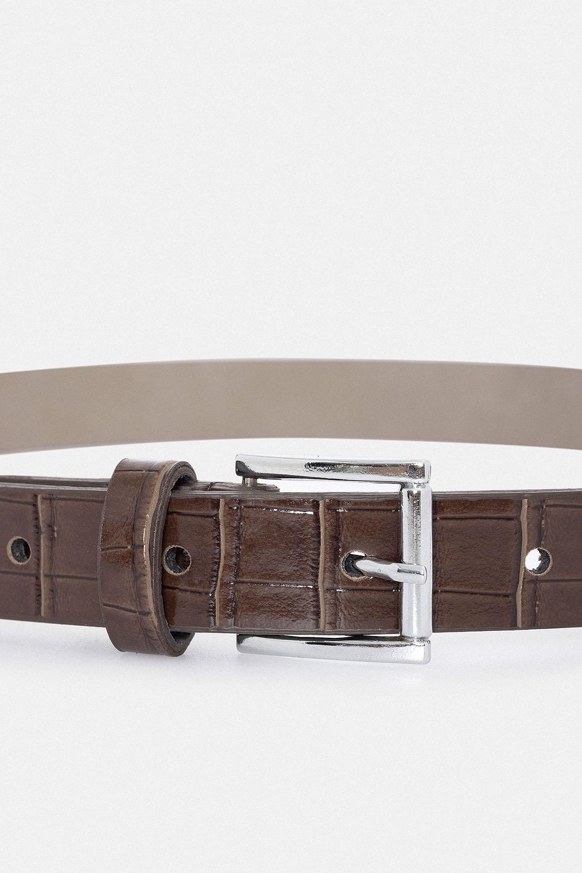 Antioch Kahve Timsah Derisi Görünüm Kadın Kemer