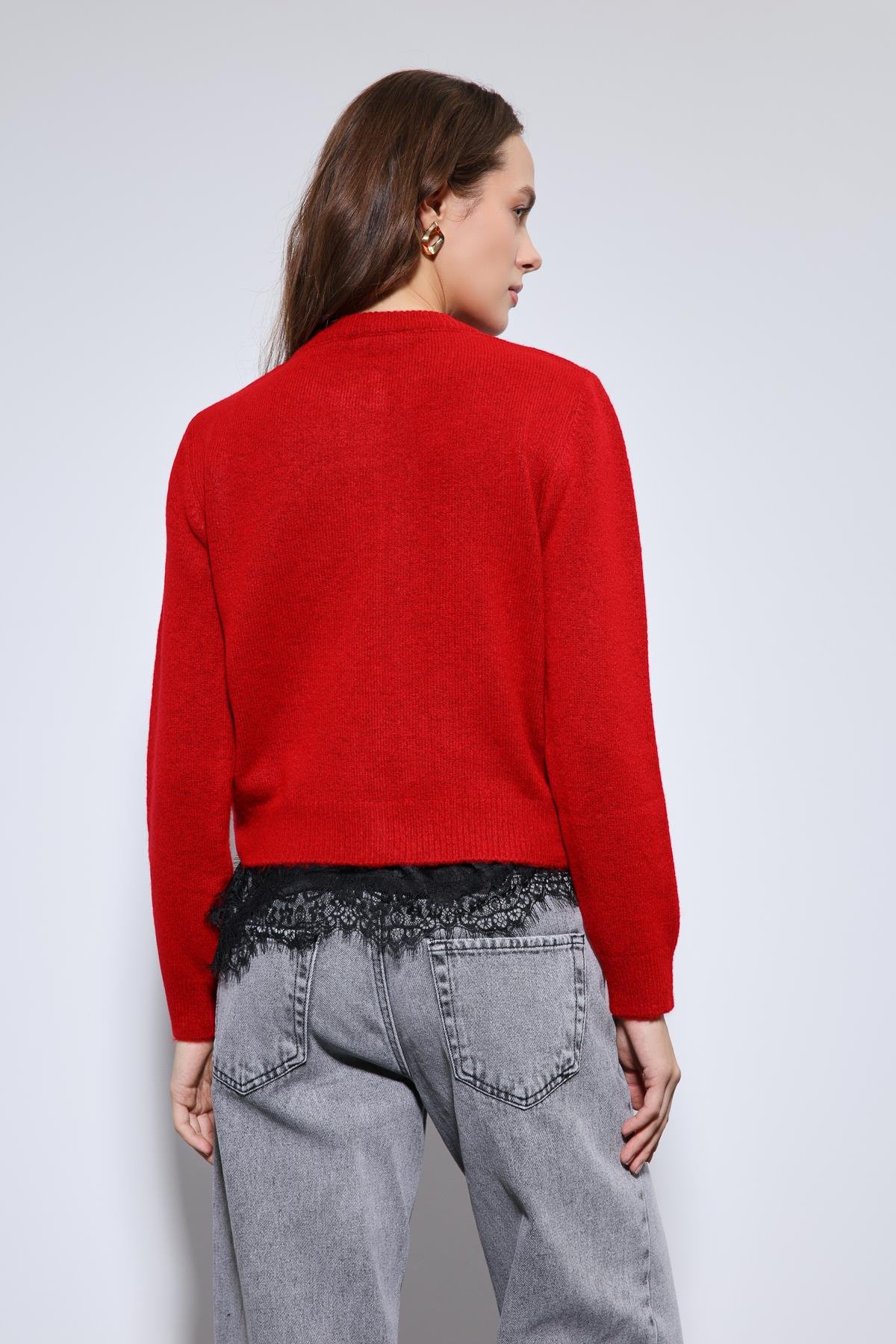 Antioch Kırmızı Yumuşak Dokulu Hırka