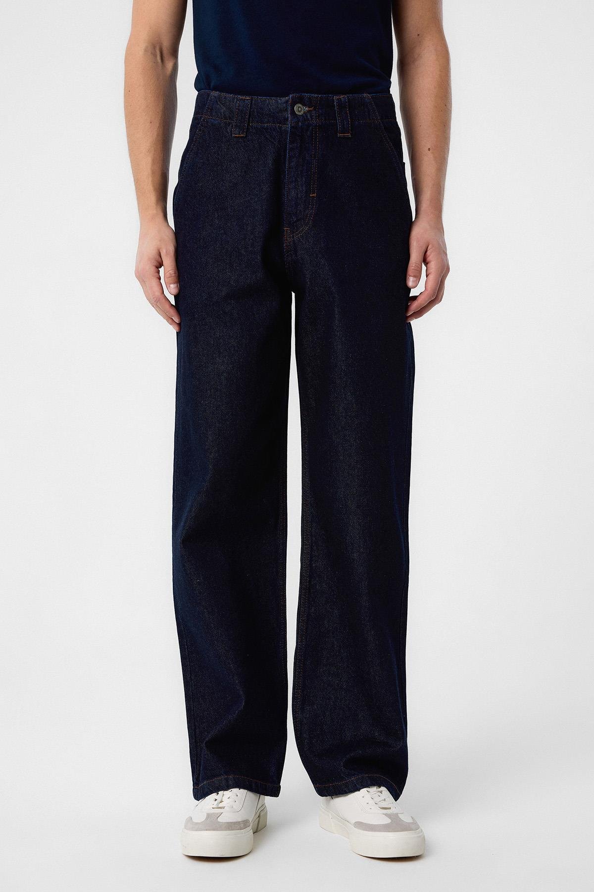 Antioch Koyu Lacivert Relaxed Fit Erkek Kot Pantolon