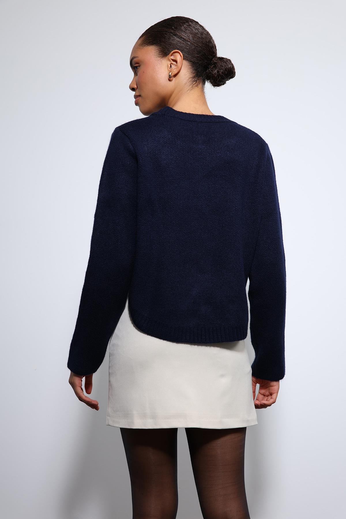 Antioch Lacivert Düğme Detaylı Triko Kazak