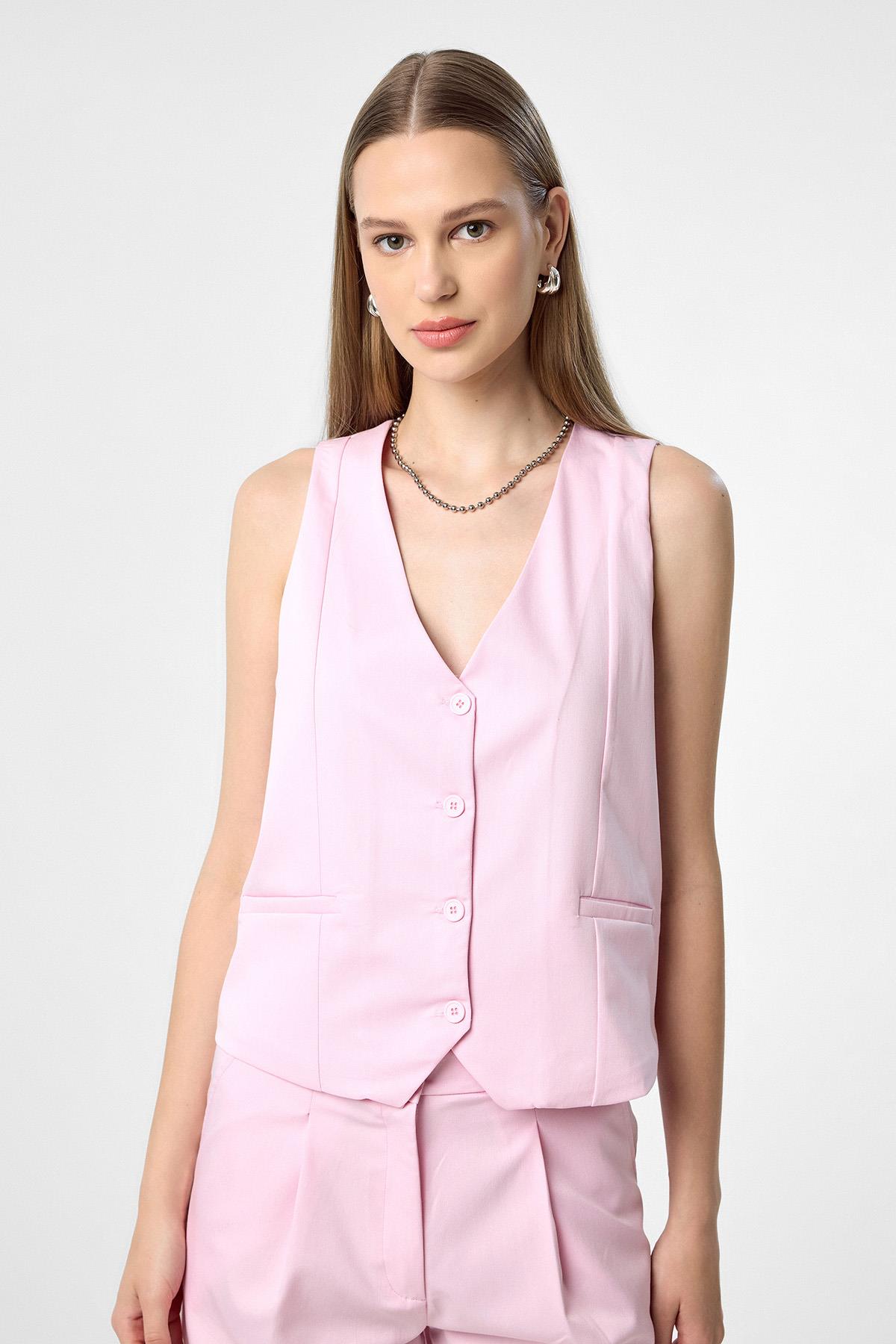 Antioch Pembe Yelek-Şort Kadın Takım