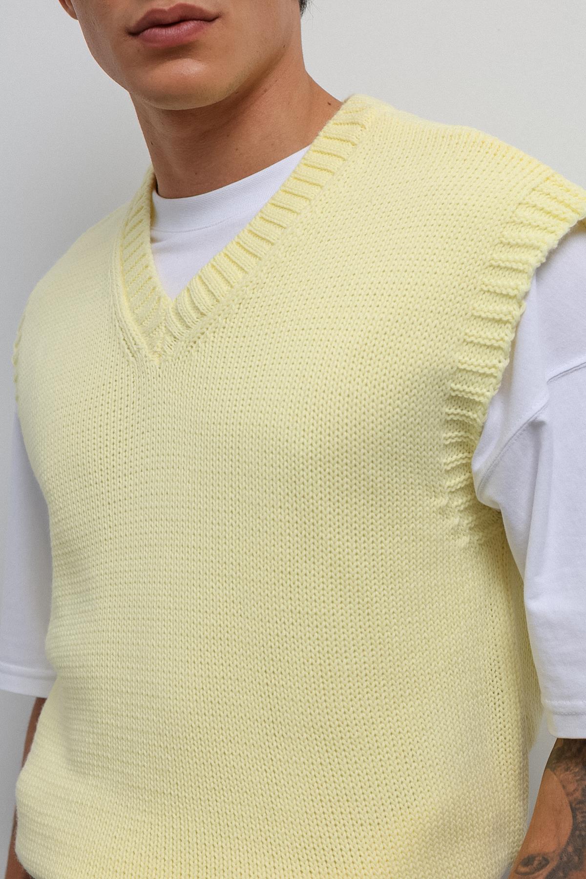 Antioch Sarı Örgü Erkek Triko Yelek