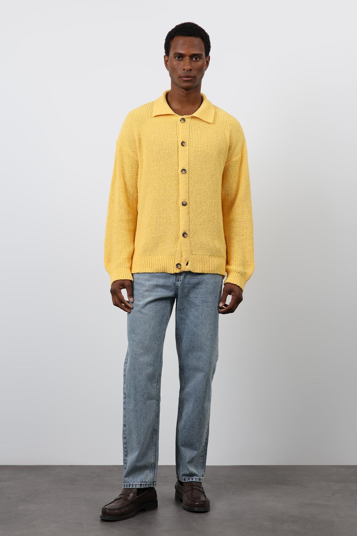 Antioch Sarı Örme Triko Erkek Hırka