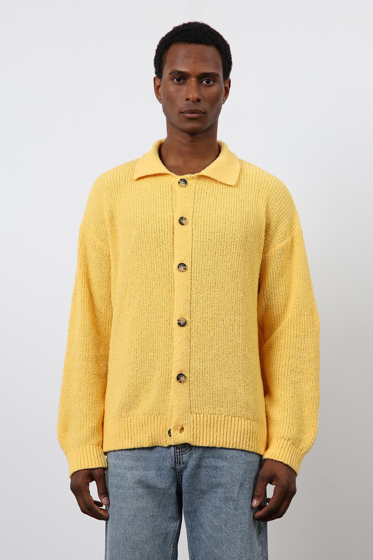 Antioch Sarı Örme Triko Erkek Hırka