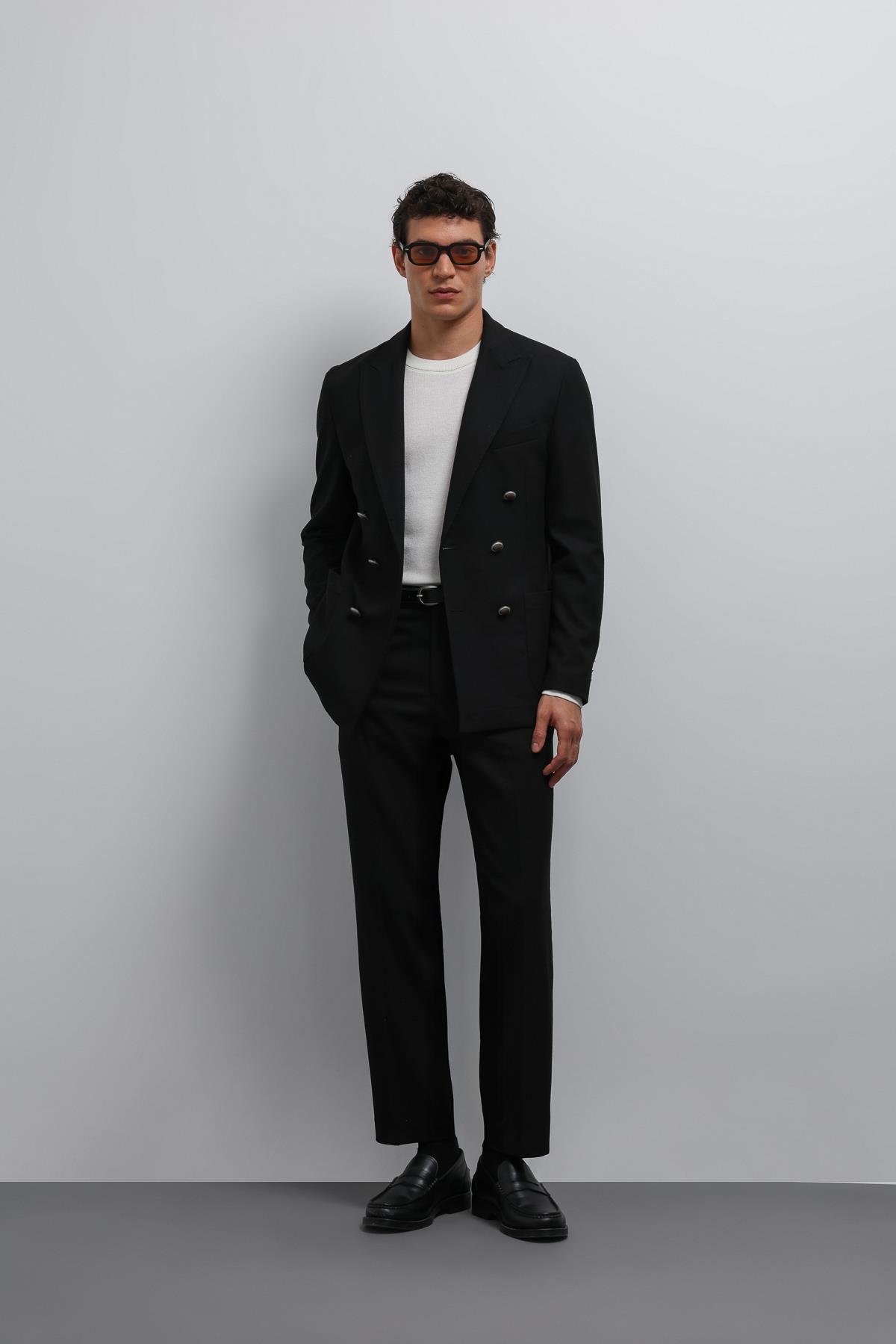 Antioch Siyah Astarsız Kruvaze Erkek Blazer Ceket