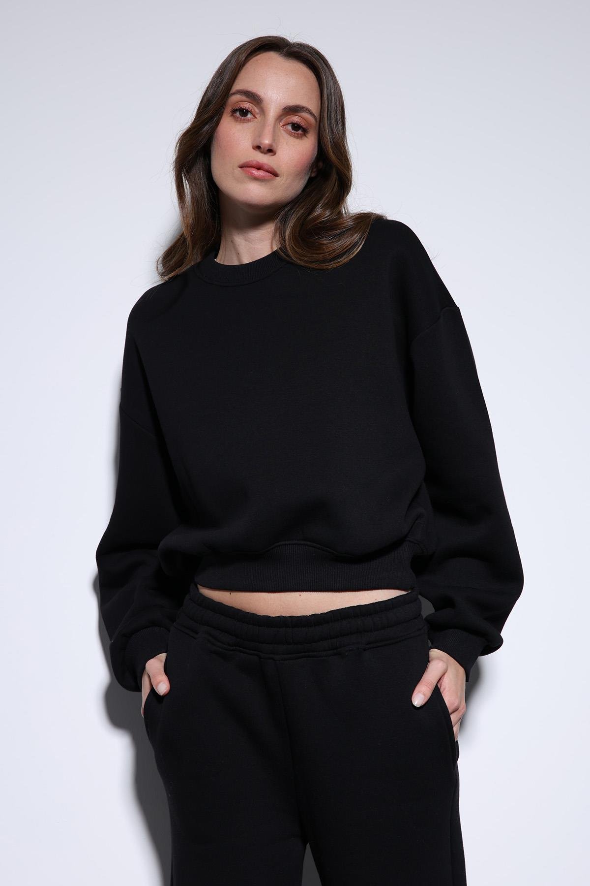 Antioch Siyah Basic Kadın Sweatshirt
