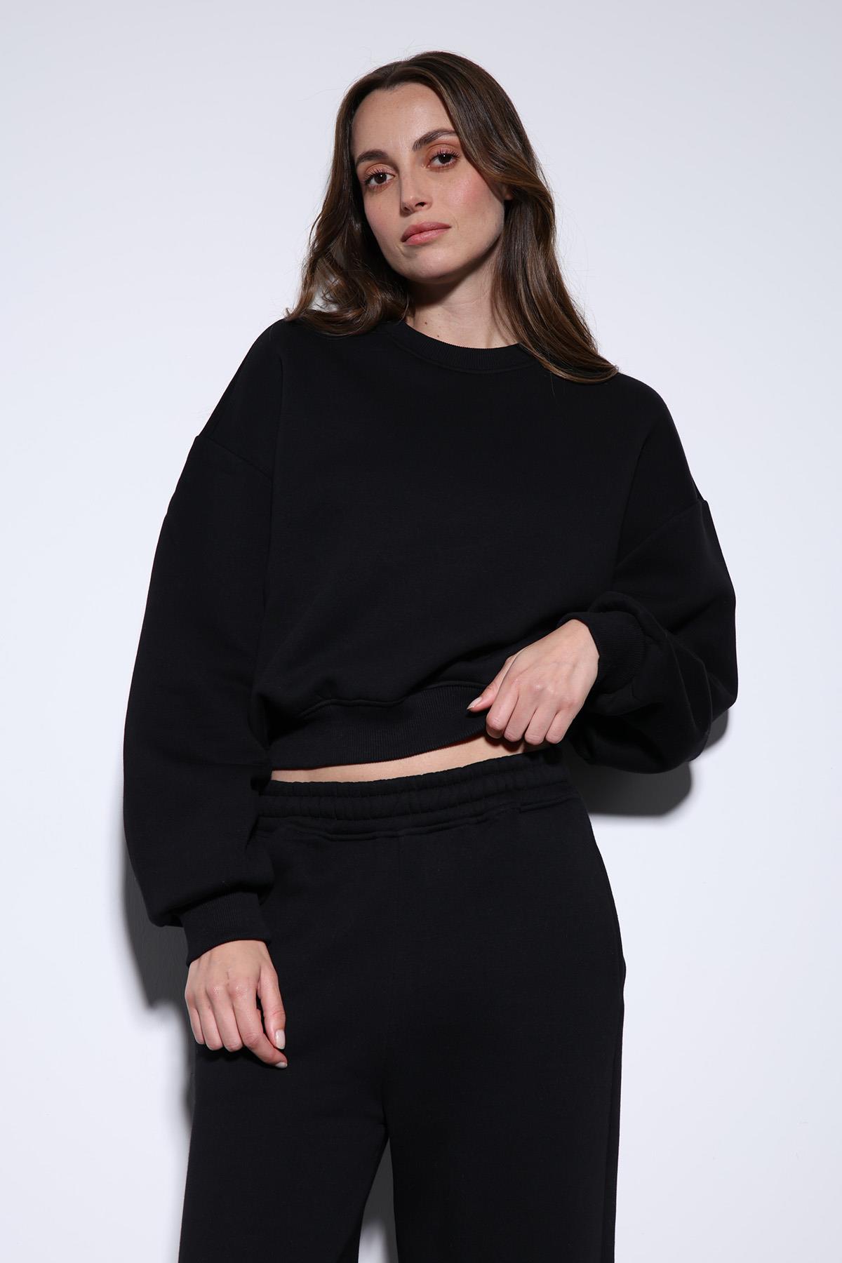 Antioch Siyah Basic Kadın Sweatshirt