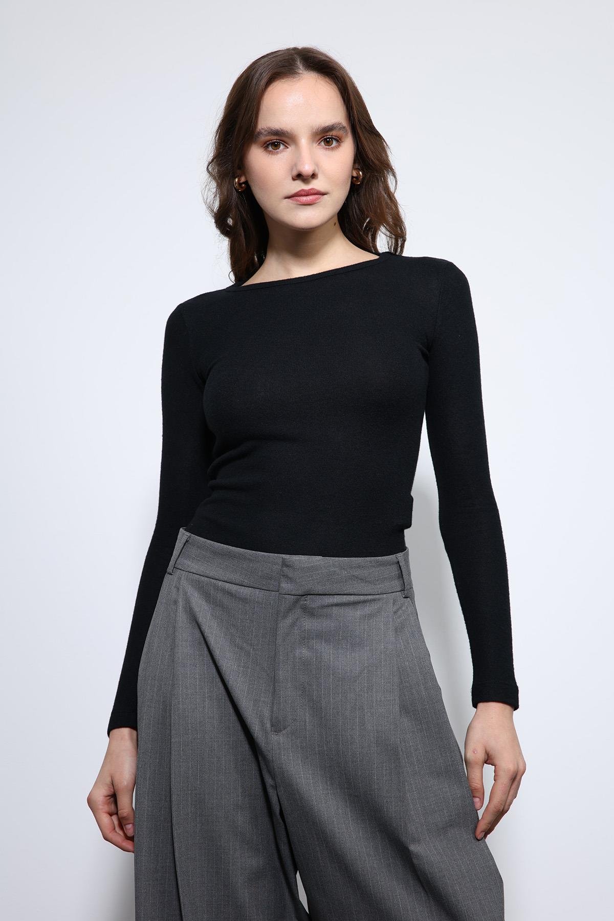 Antioch Siyah Basic Uzun Kollu T-Shirt