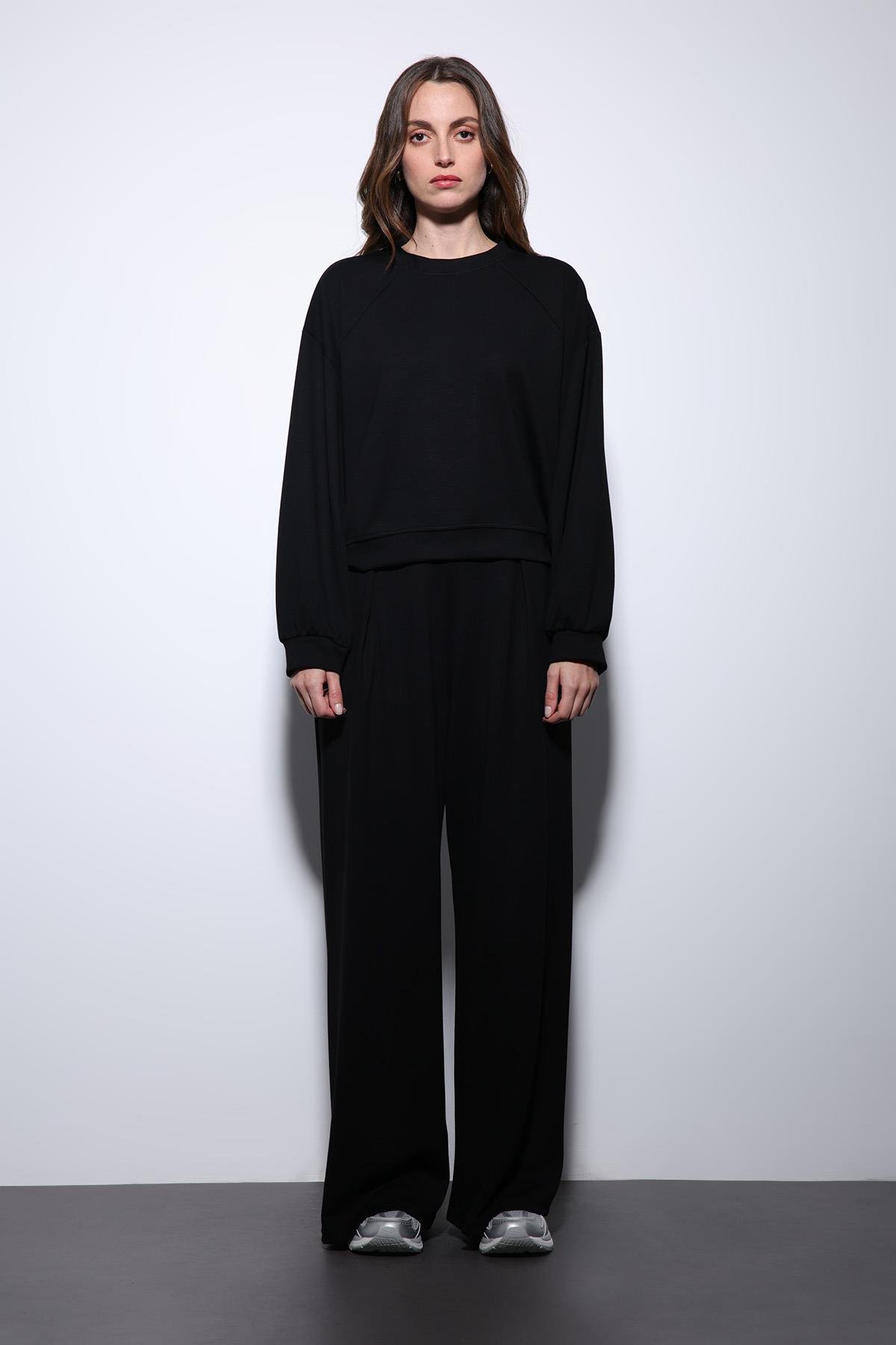 Antioch Siyah Geniş Paça Relaxed Kadın Takım