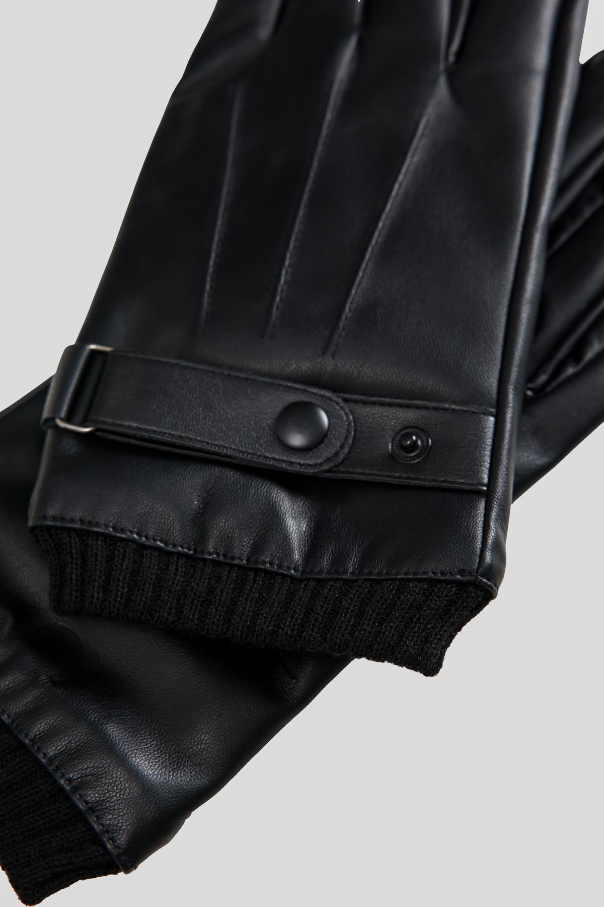 Antioch Siyah Lastikli Suni Deri Eldiven