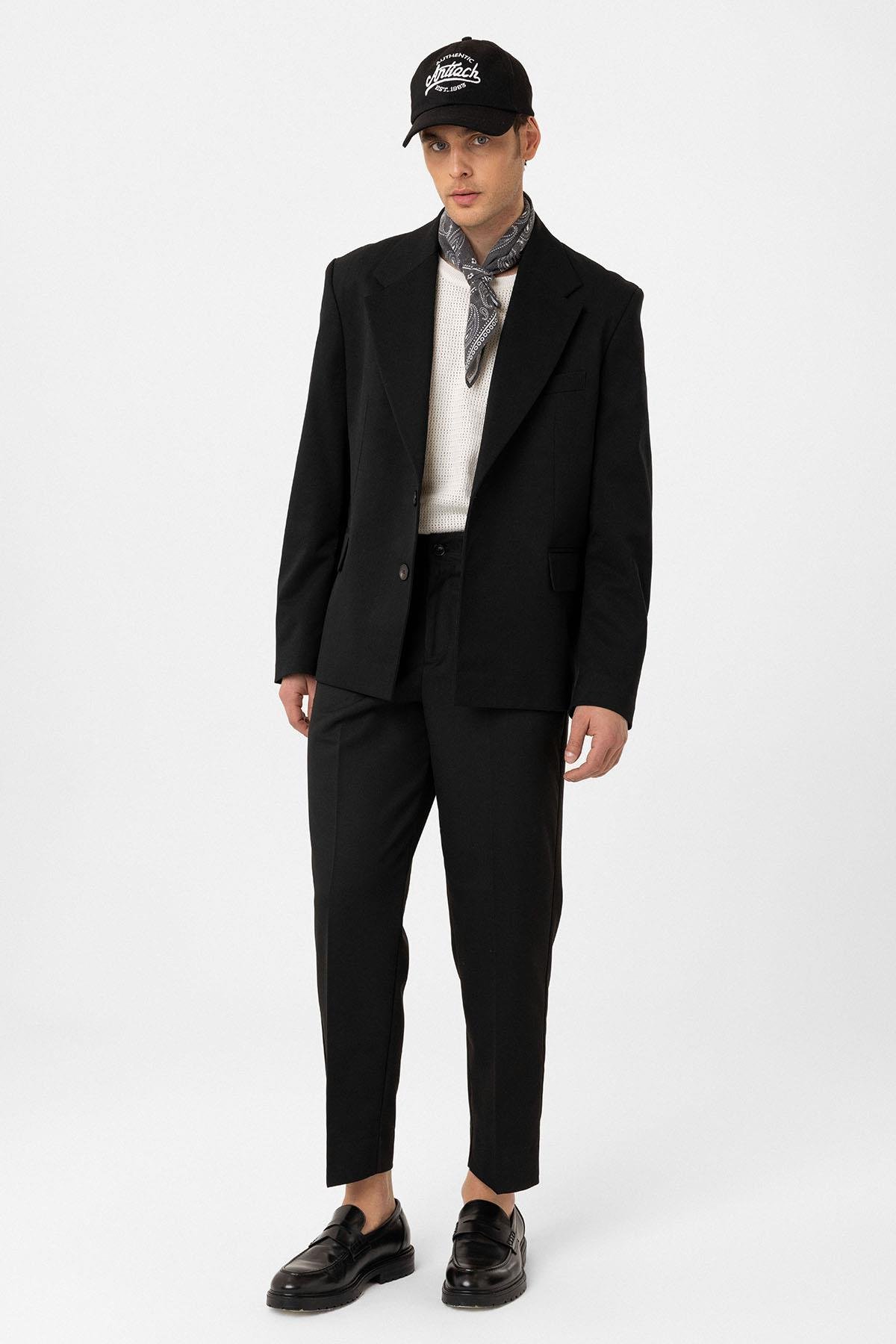 Antioch Siyah Relax Fit Erkek Blazer Ceket