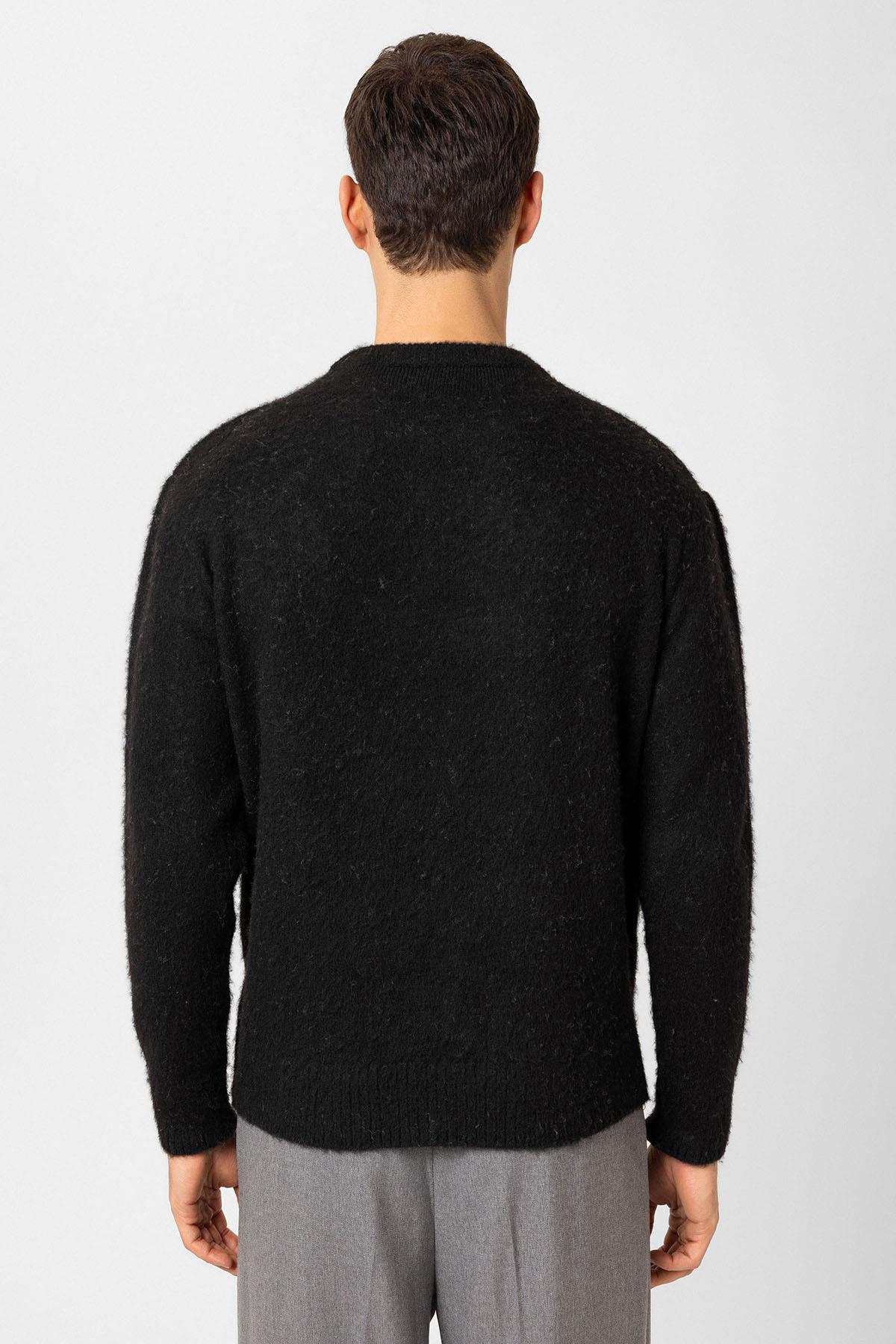 Antioch Siyah Yün Görünümlü Erkek Kazak