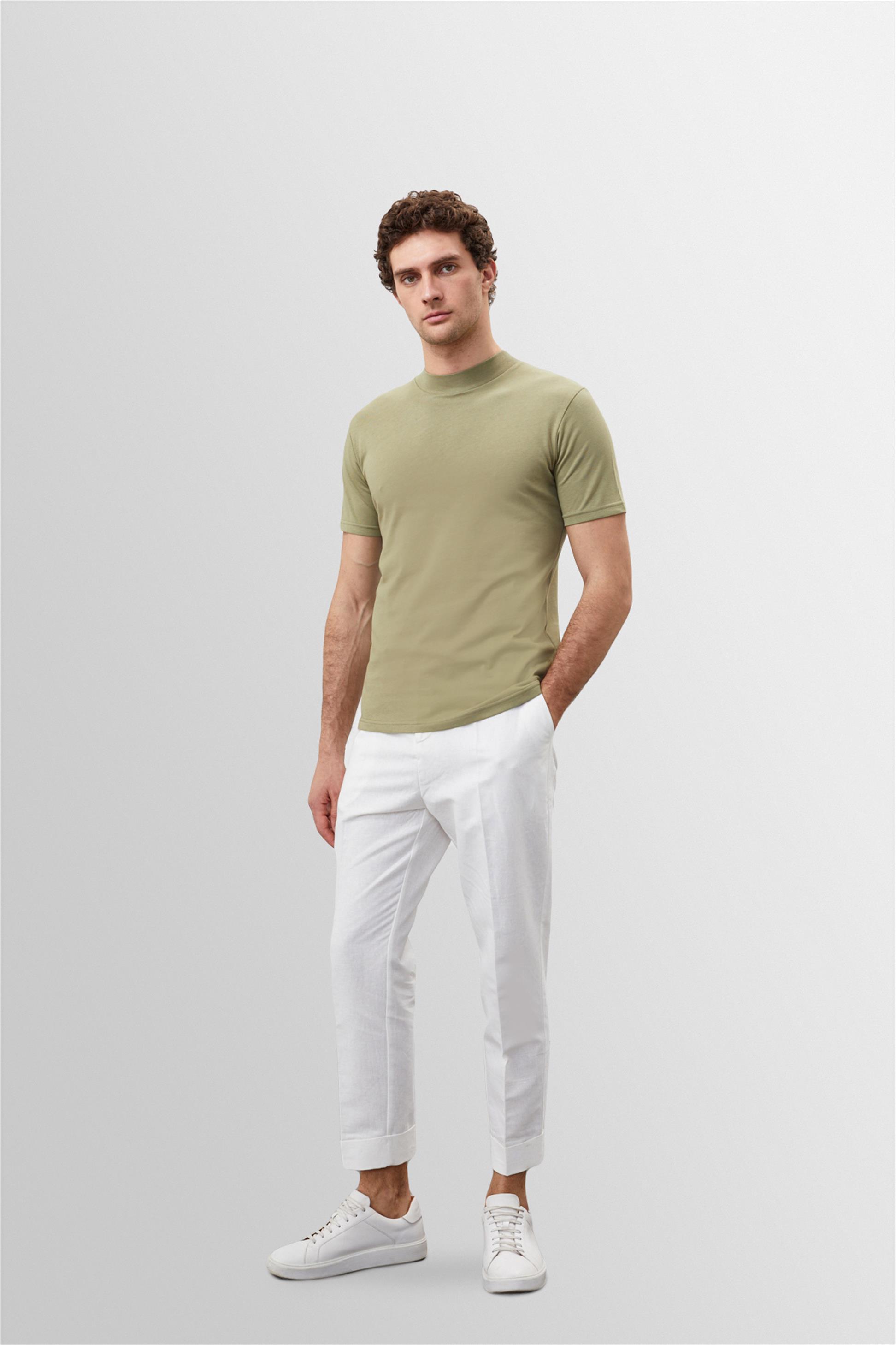 Antioch Açık Haki Slim Fit Basic T-Shirt