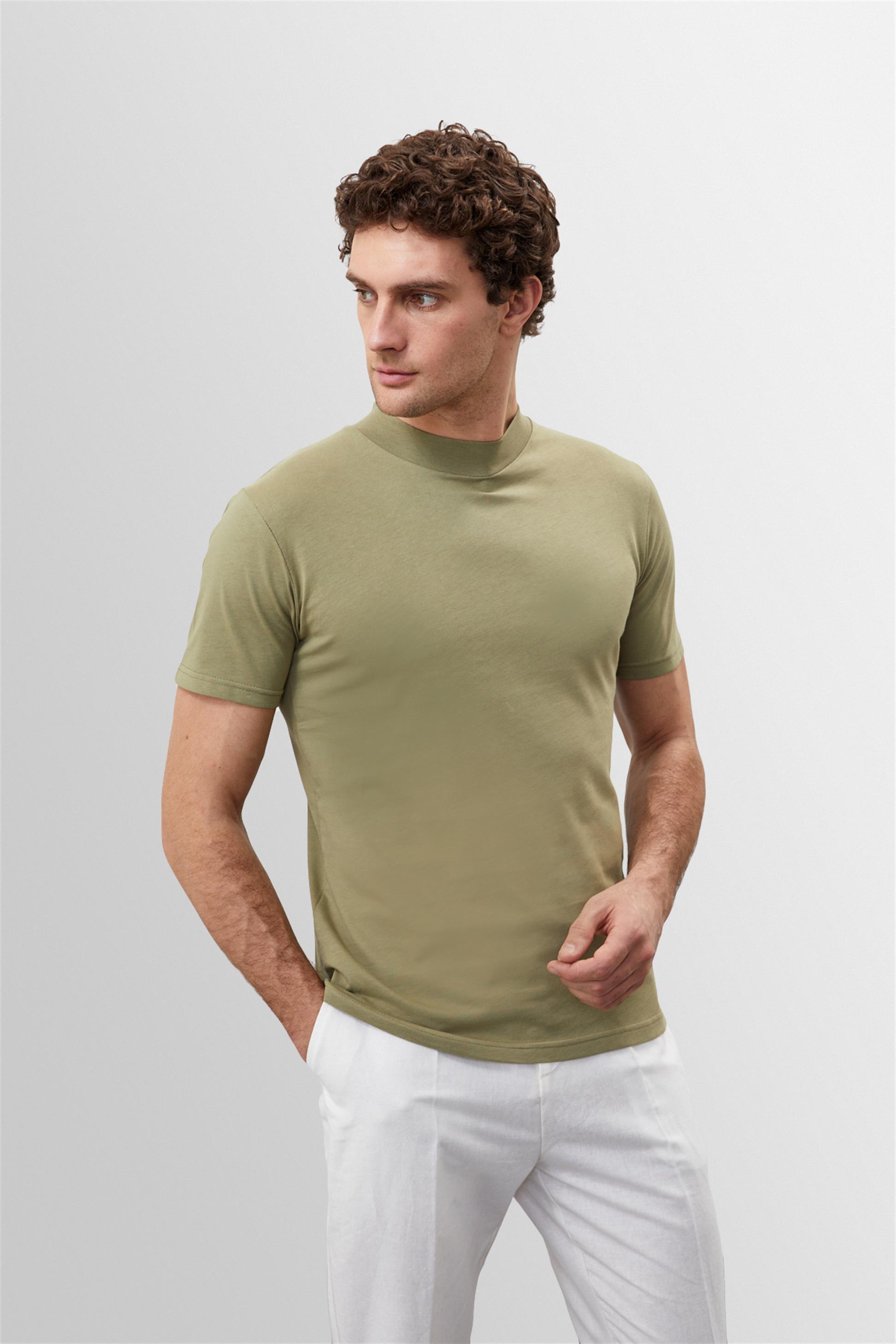 Antioch Açık Haki Slim Fit Basic T-Shirt