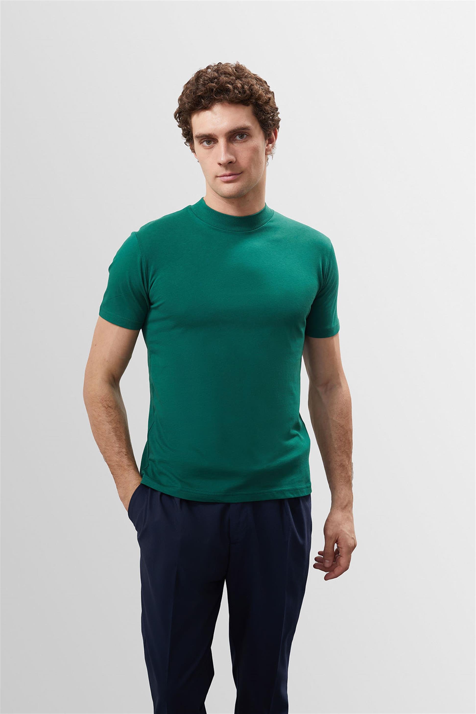 Antioch Ördek Yeşili Slim Fit Basic T-Shirt