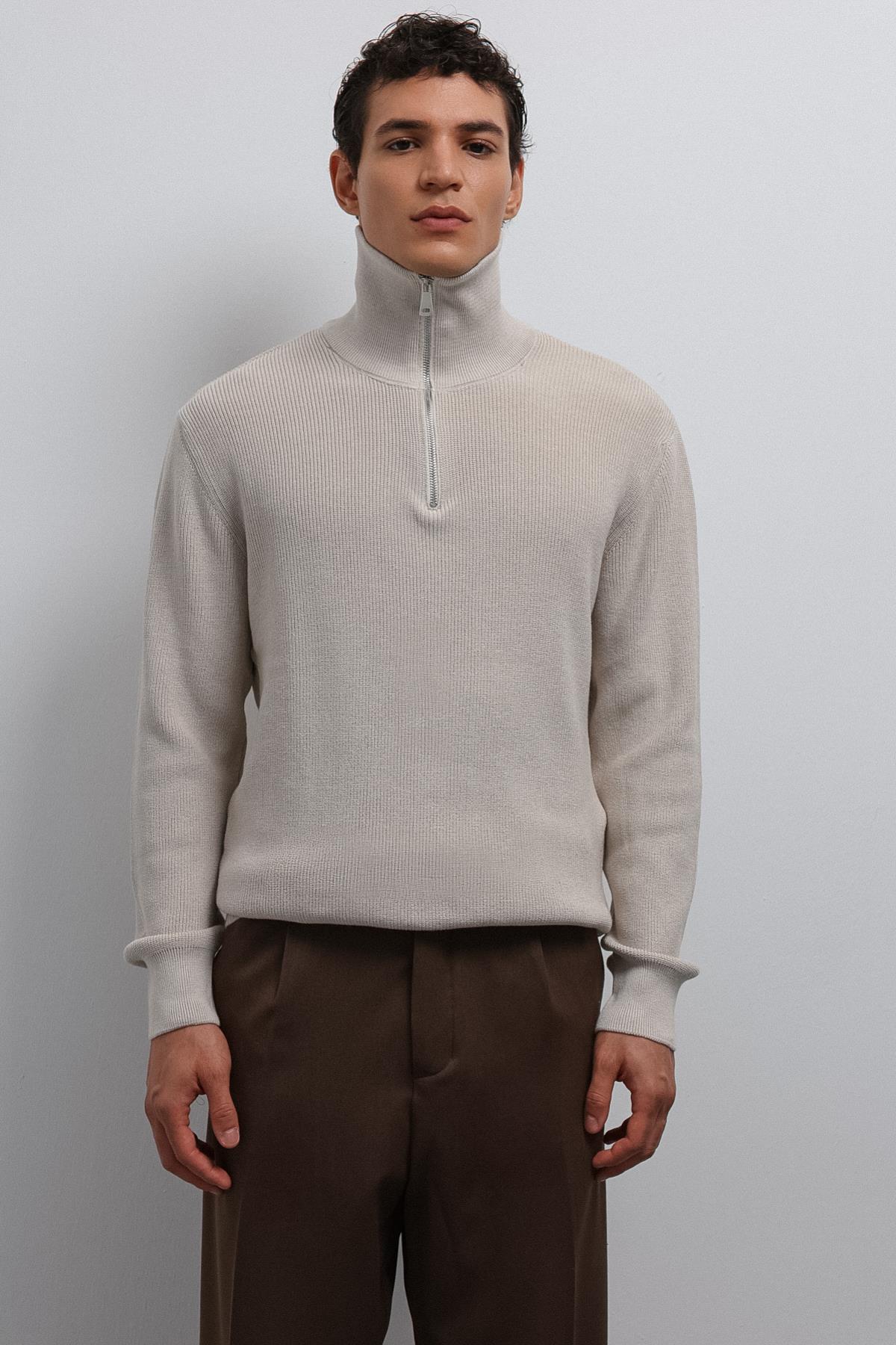 Antioch Taş Fermuarlı Triko Erkek Kazak