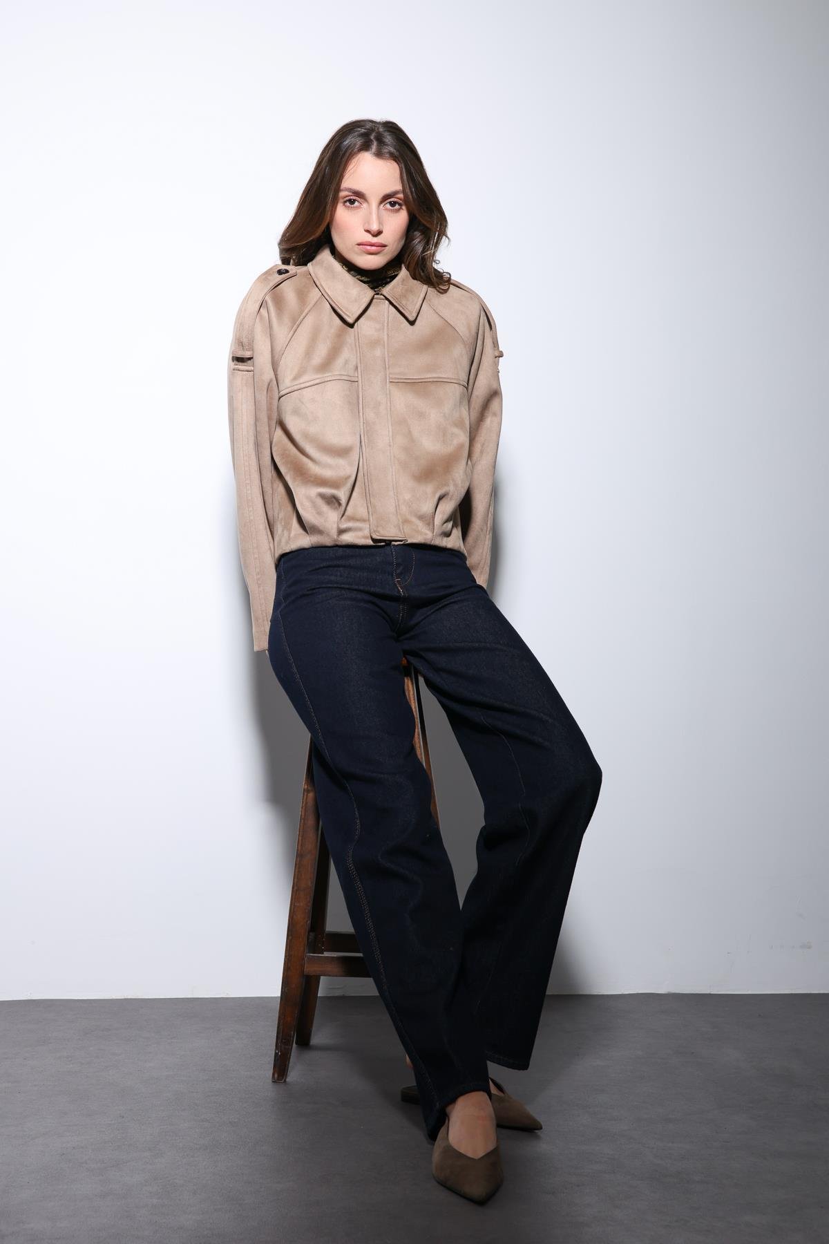 Antioch Taş Süet Görünümlü Bomber Kadın Mont