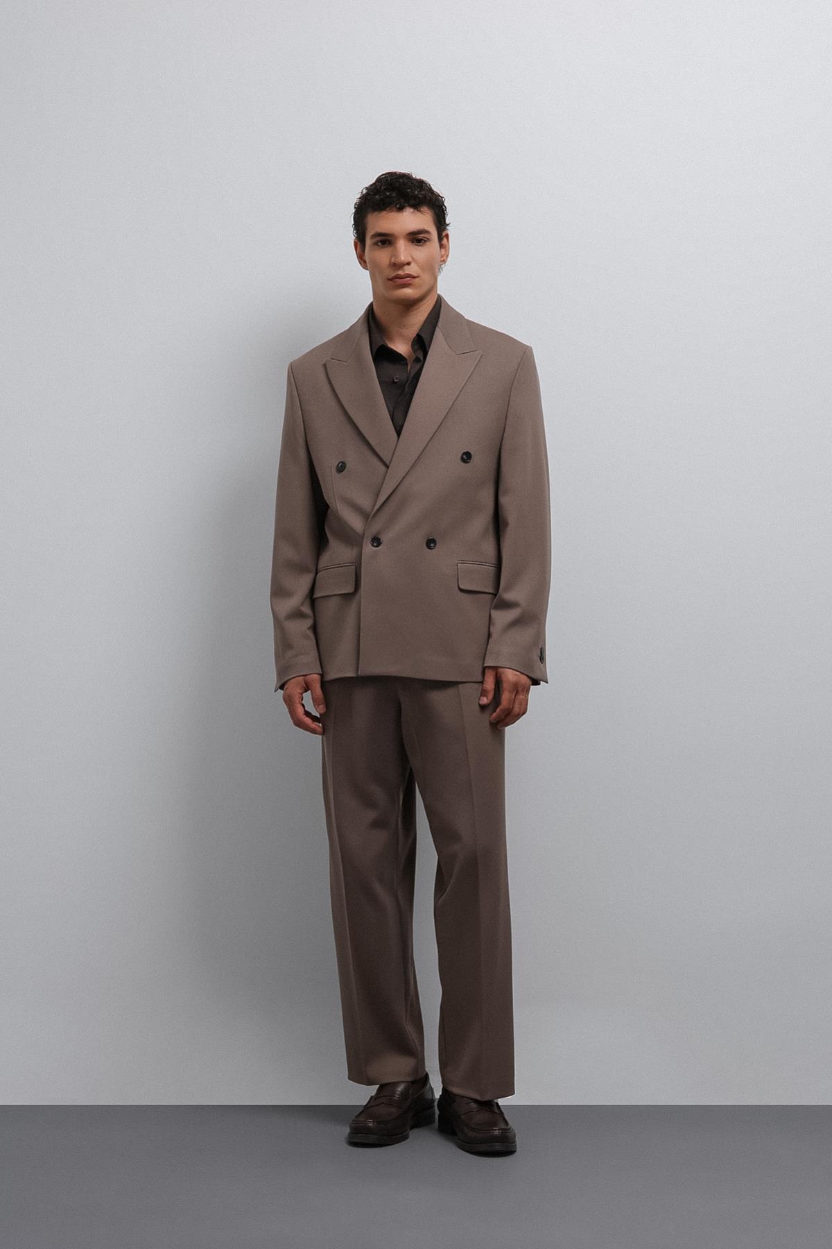 Antioch Vizon Relax Fit Kruvaze Erkek Blazer Ceket