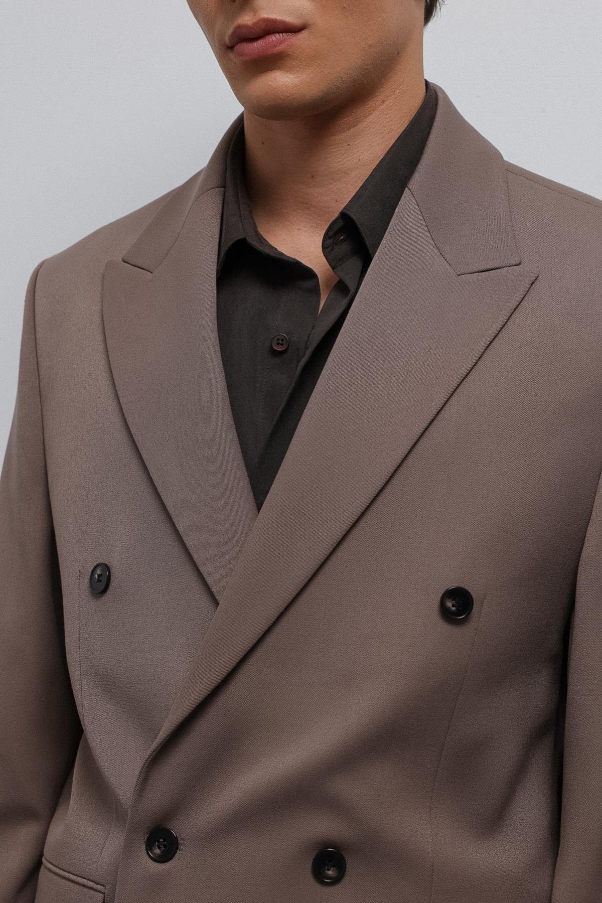 Antioch Vizon Relax Fit Kruvaze Erkek Blazer Ceket