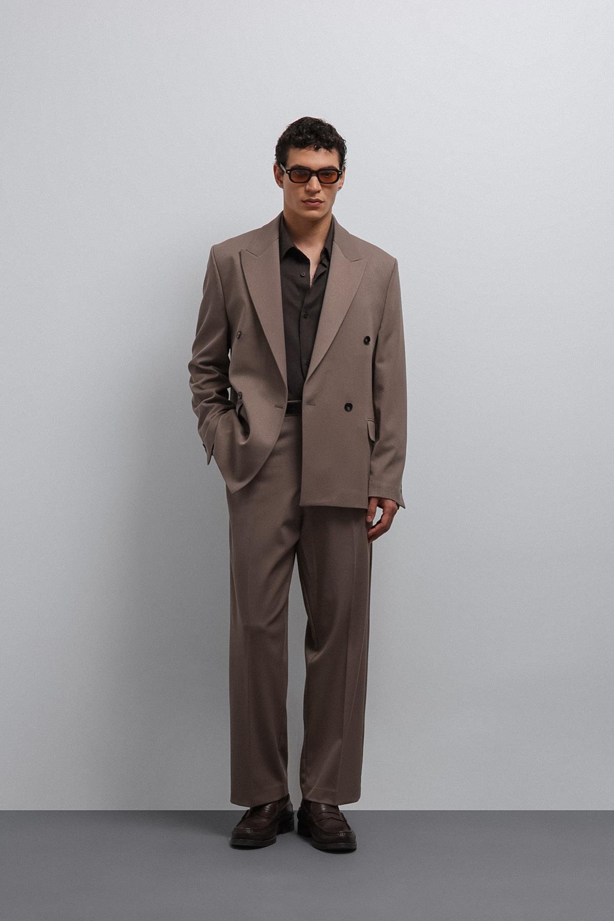 Antioch Vizon Relax Fit Kruvaze Erkek Blazer Ceket