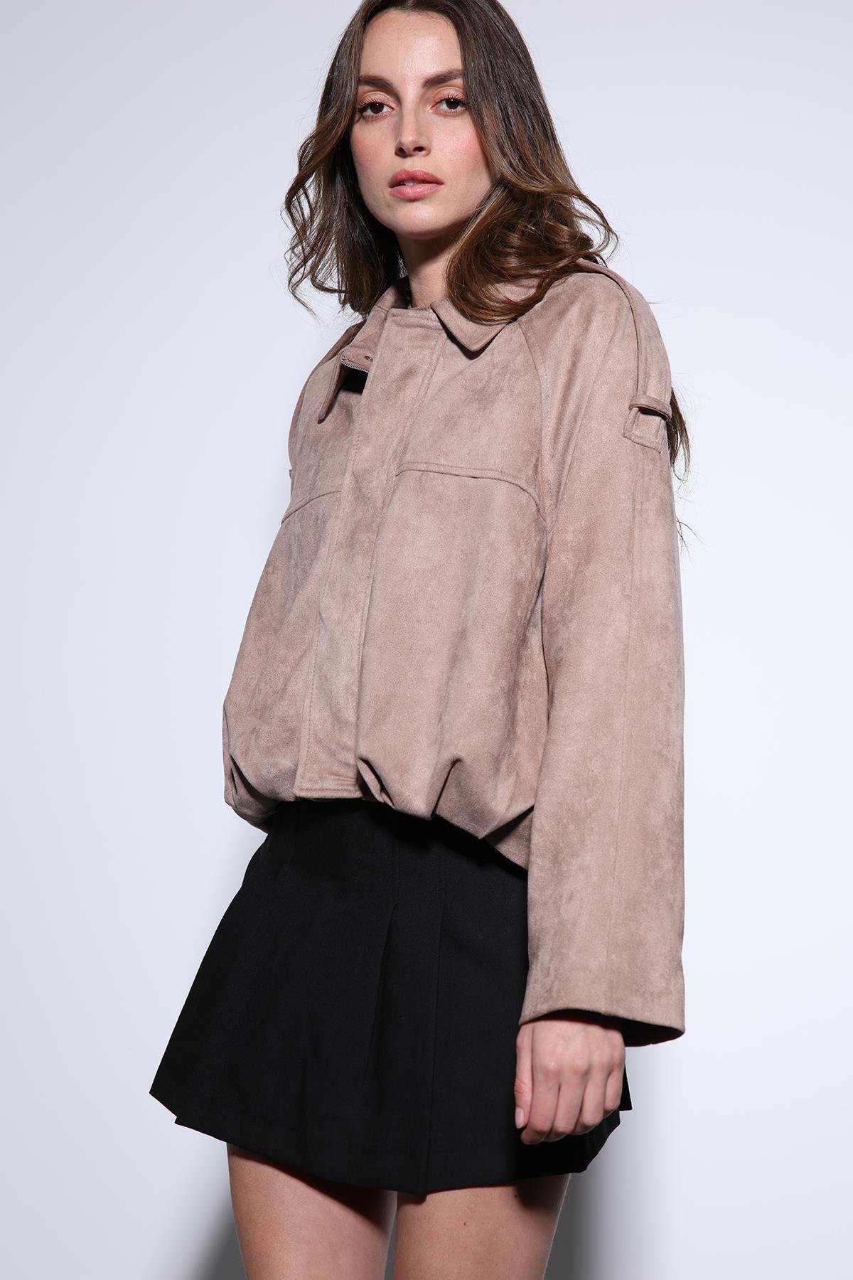 Antioch Vizon Süet Görünümlü Bomber Kadın Mont