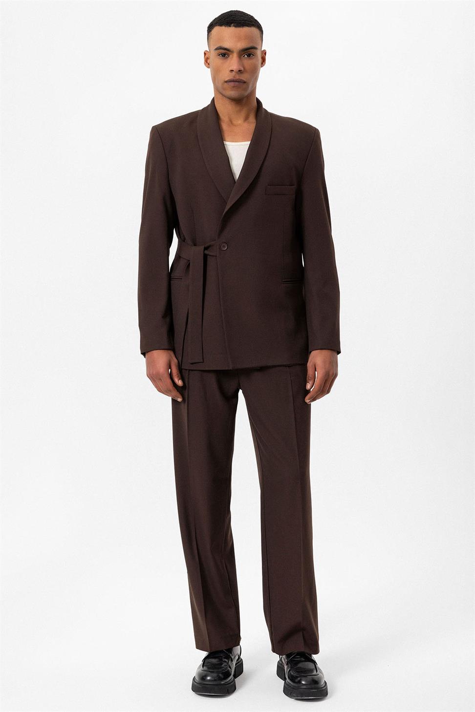 مزدوجة الصدر إغلاق مربوط سترة الرجال السترة