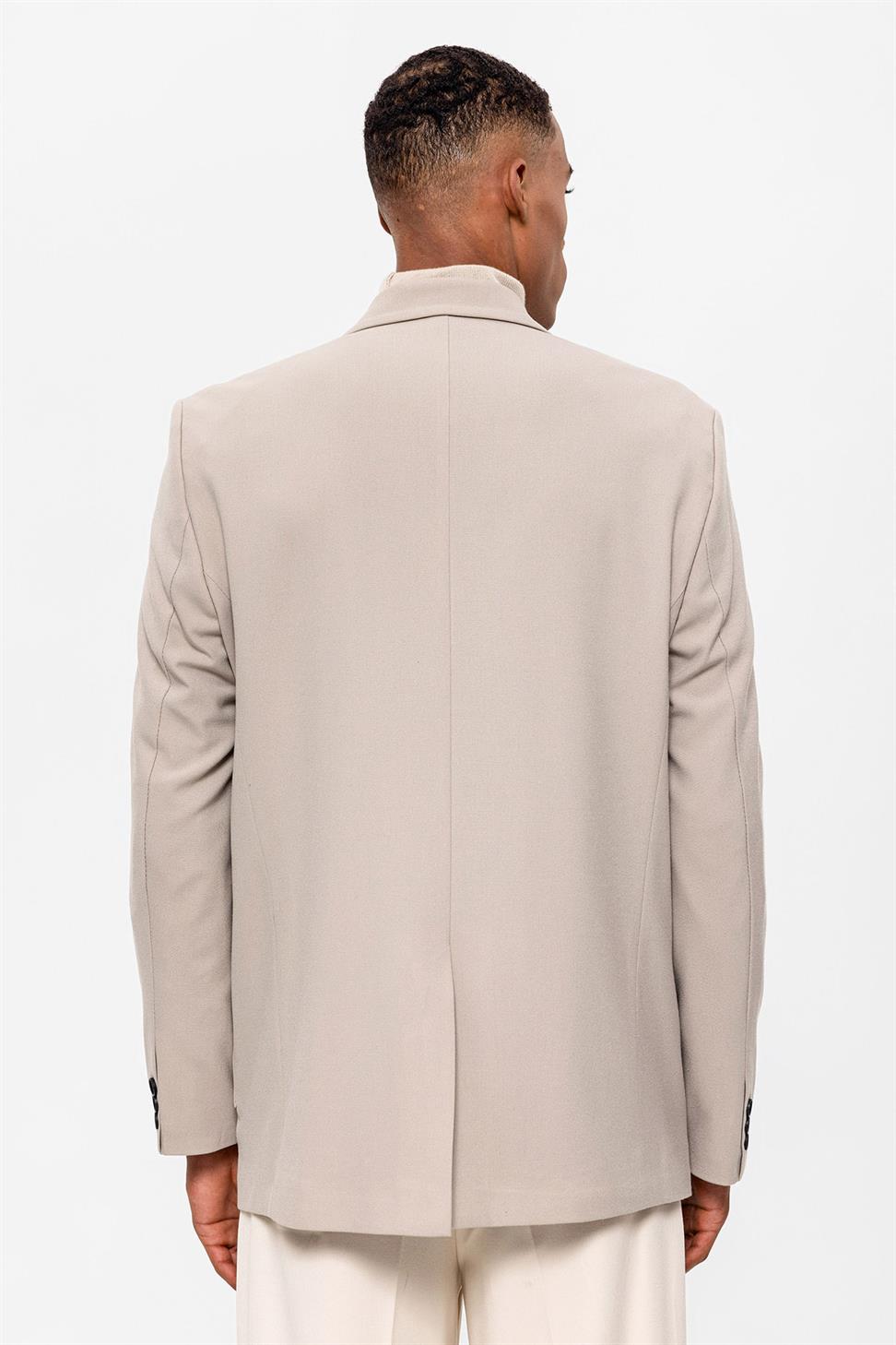 Antioch Açık Bej Torba Cepli Kruvaze Erkek Blazer Ceket