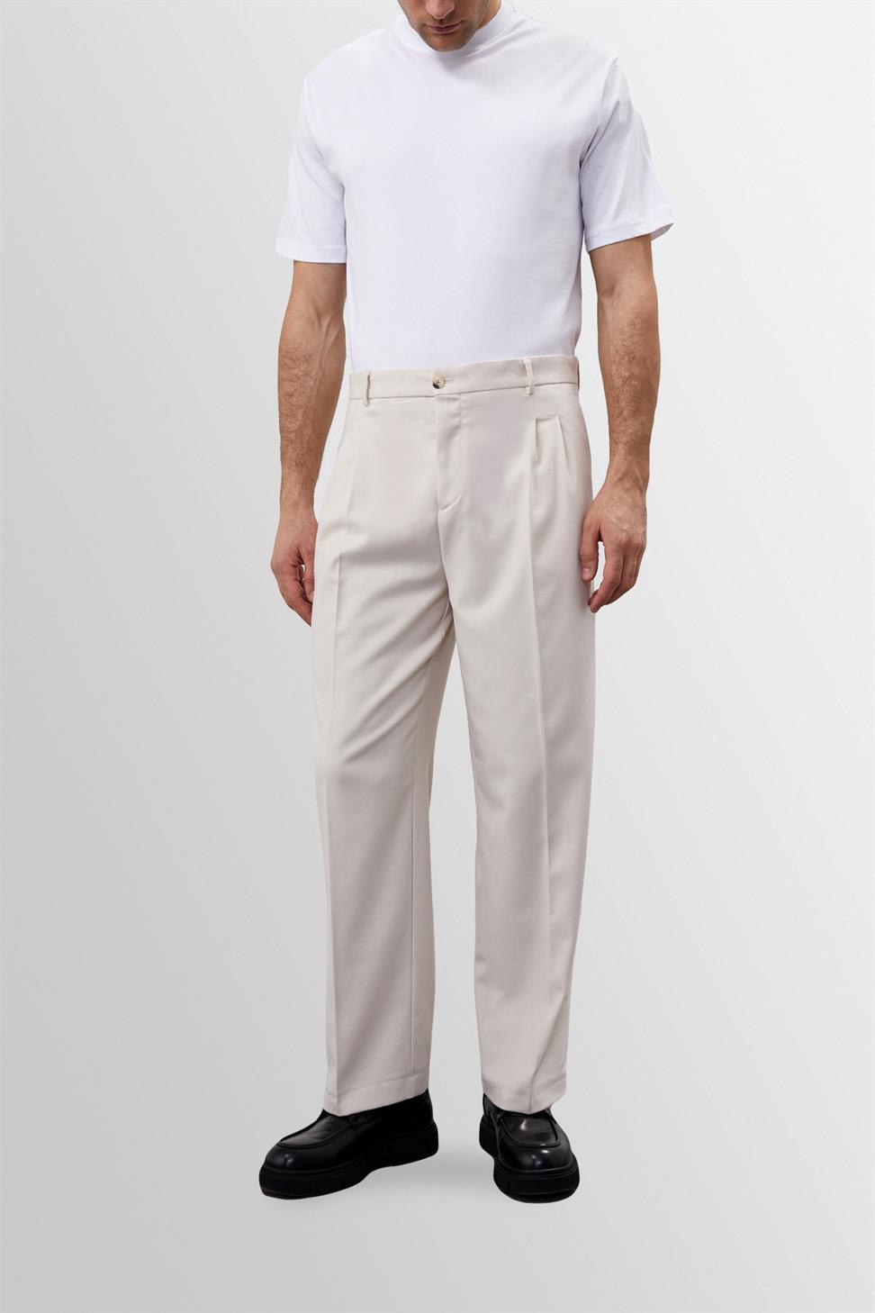 بنطلون رجالي عالي الخصر مطوي ومريح