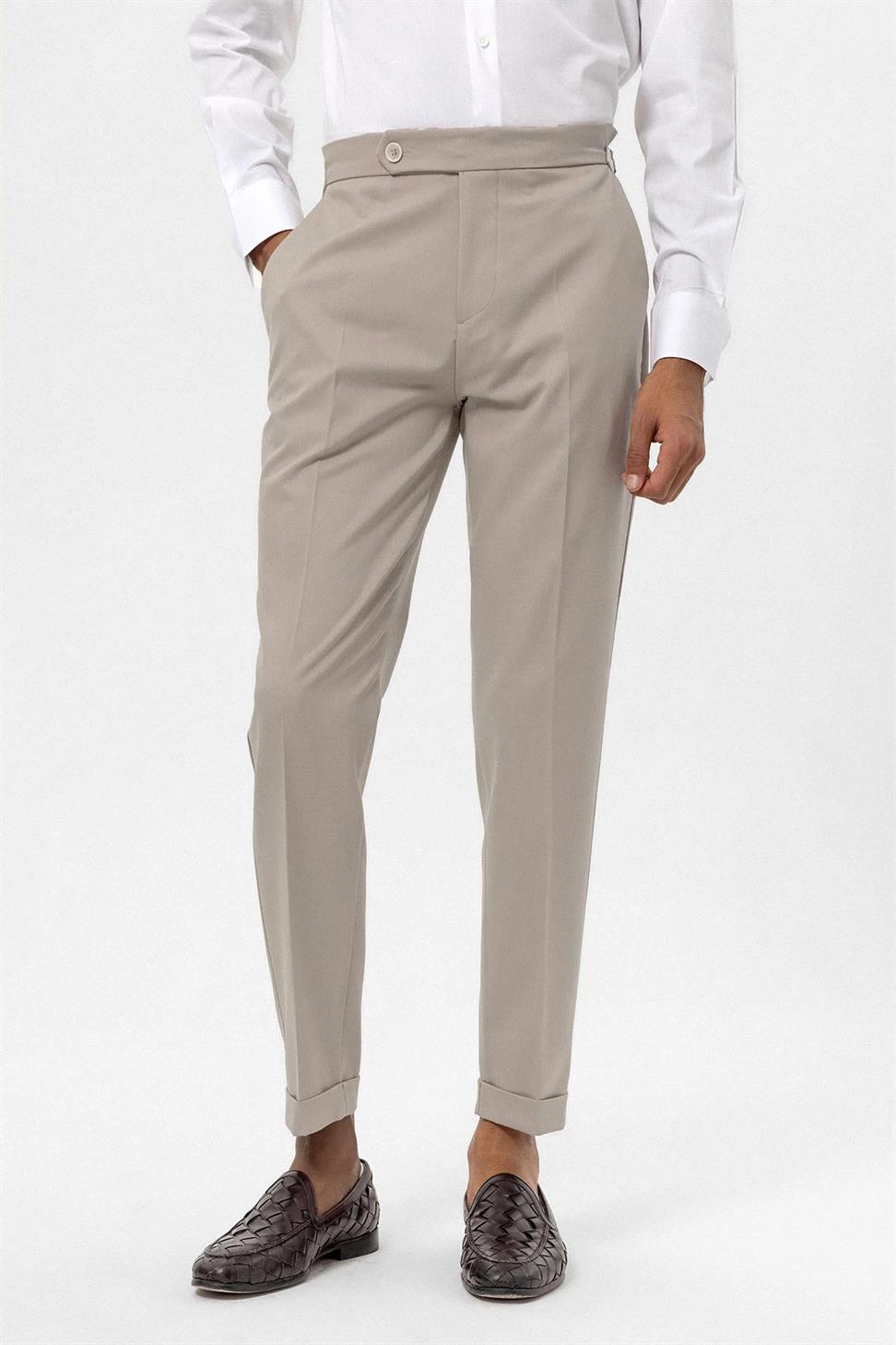 Antioch Açık Bej Yüksek Bel Regular Fit Erkek Pantolon