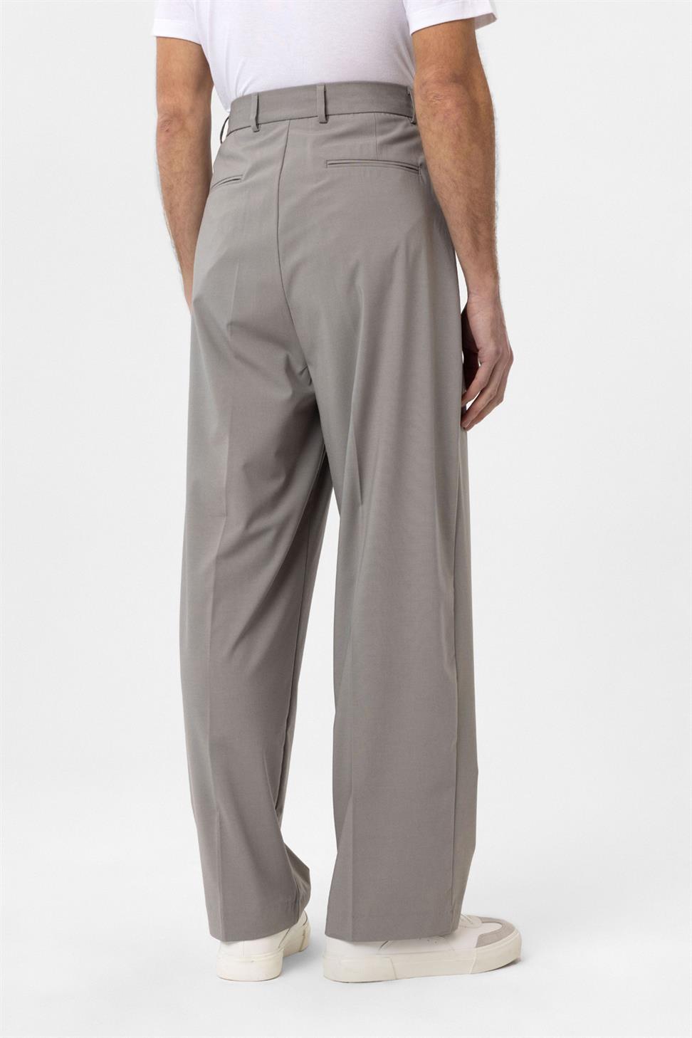 Antioch Açık Gri Baggy Yüksek Bel Erkek Kumaş Pantolon